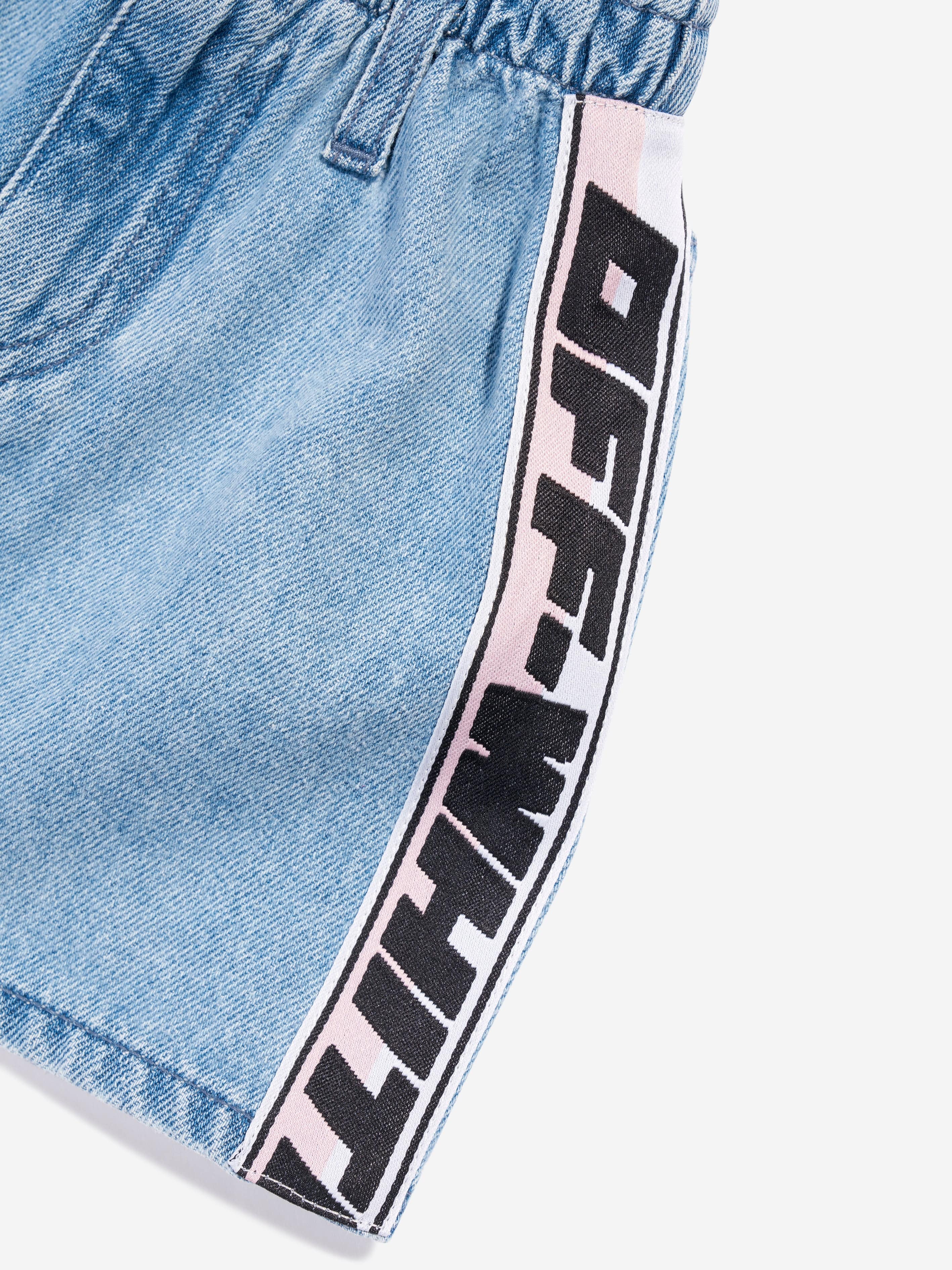 Off-White Girls Logo Band Denim Skirt in Blue