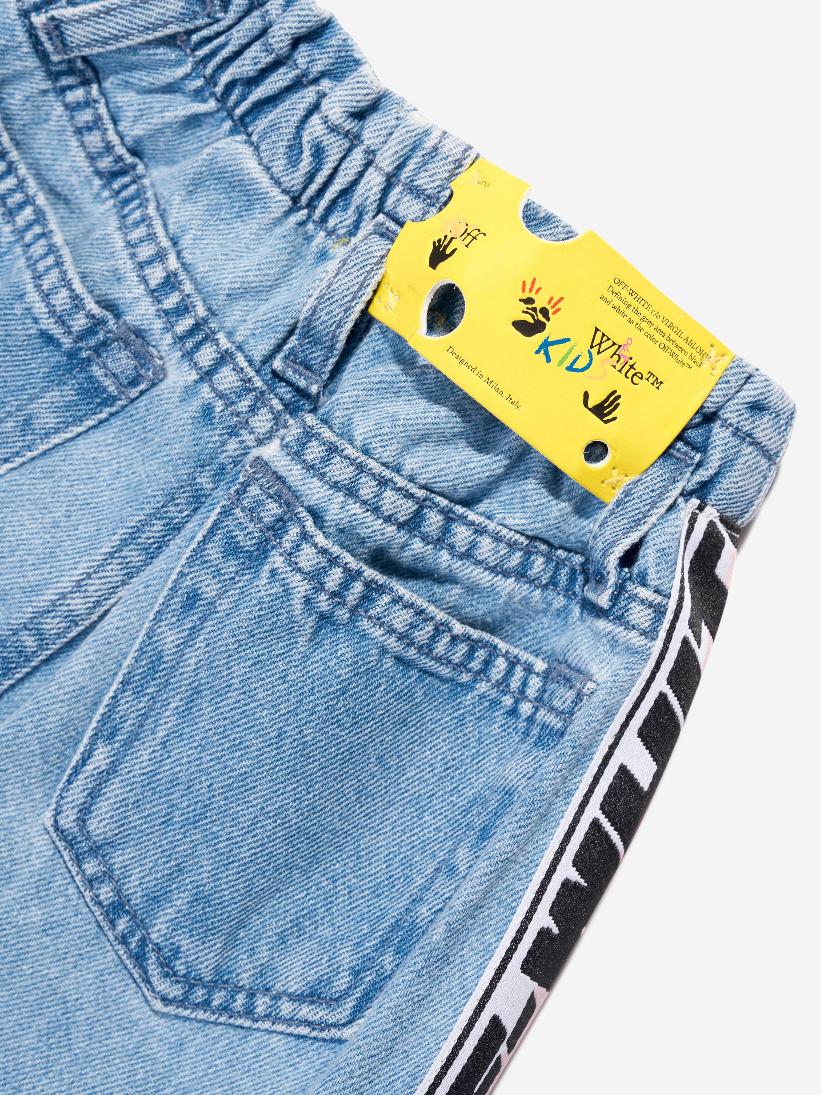 Off-White Girls Logo Band Denim Skirt in Blue