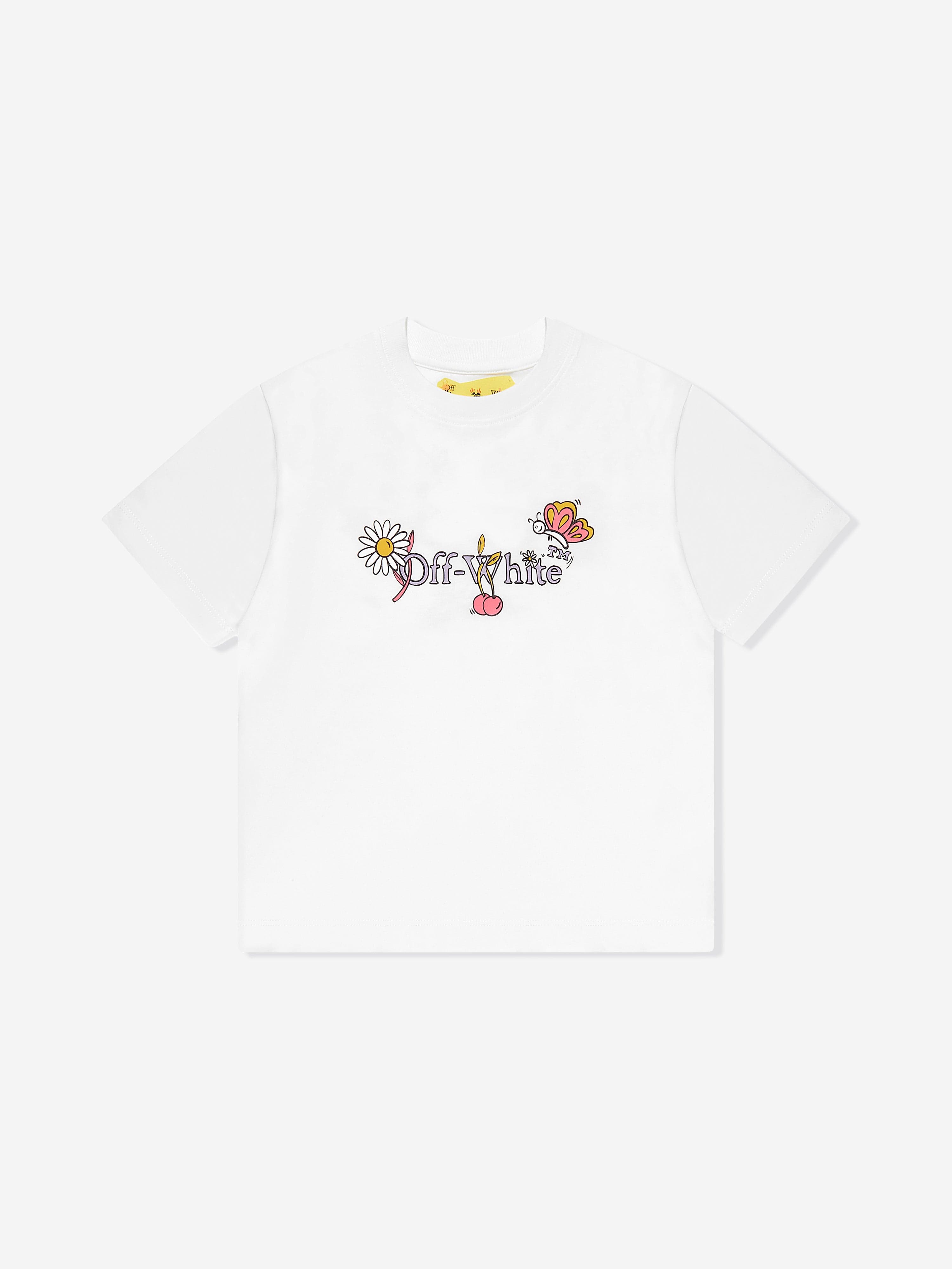 Off-White Girls Funny Flowers T-Shirt in White