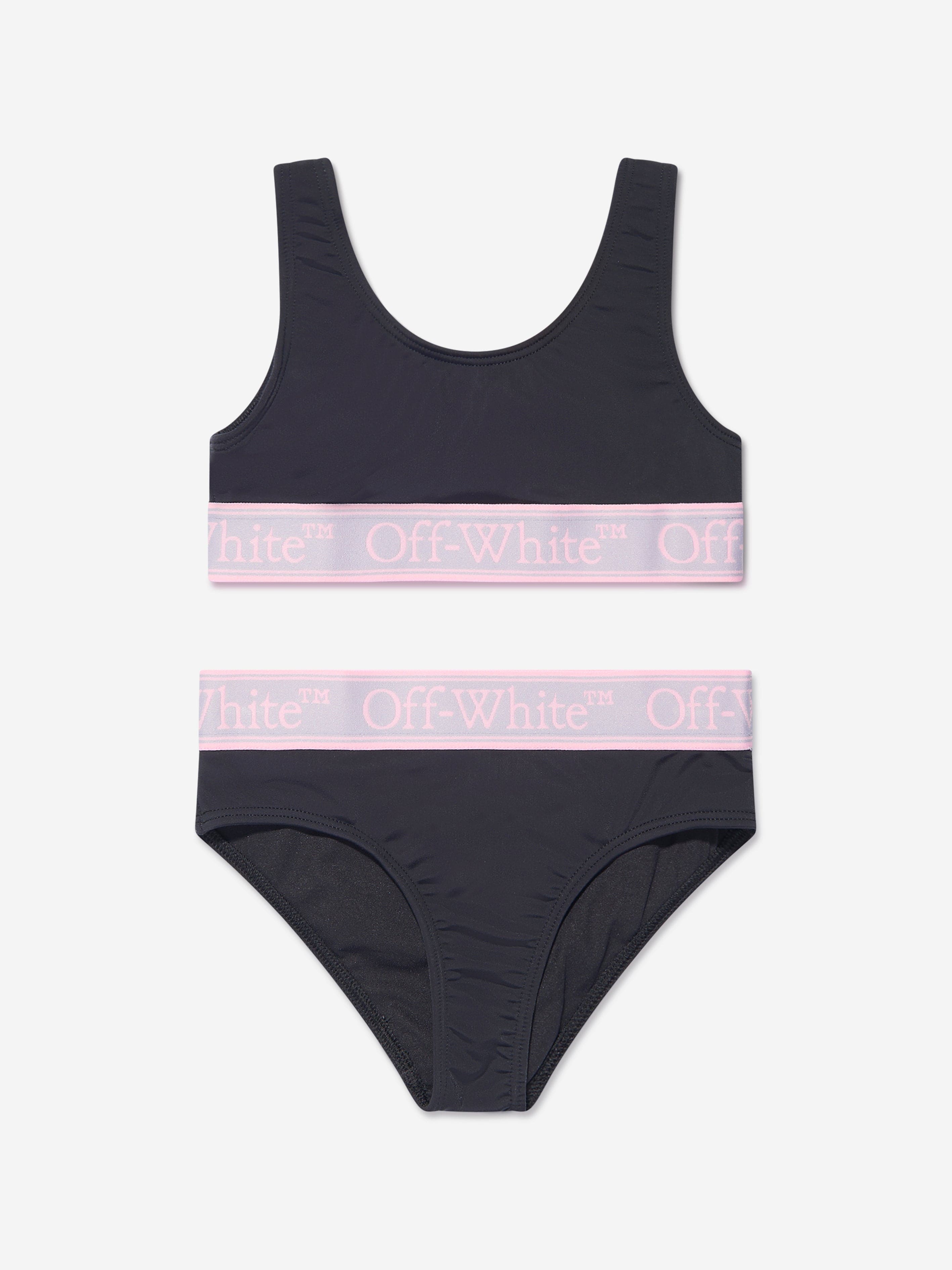 Off-White Girls Bookish Logo Band Bikini in Black