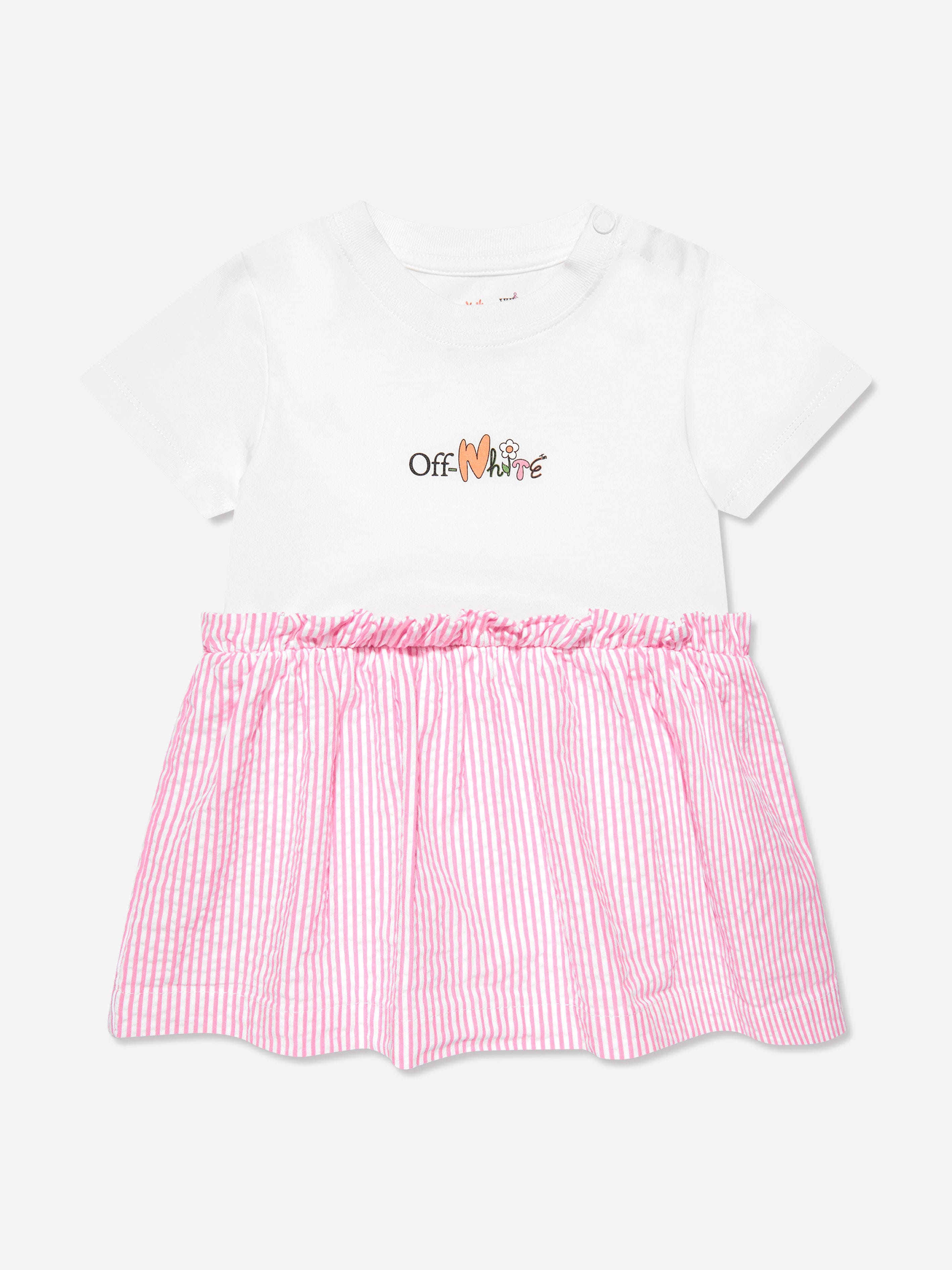 Off-White Baby Girls Funny Flowers Dress in White