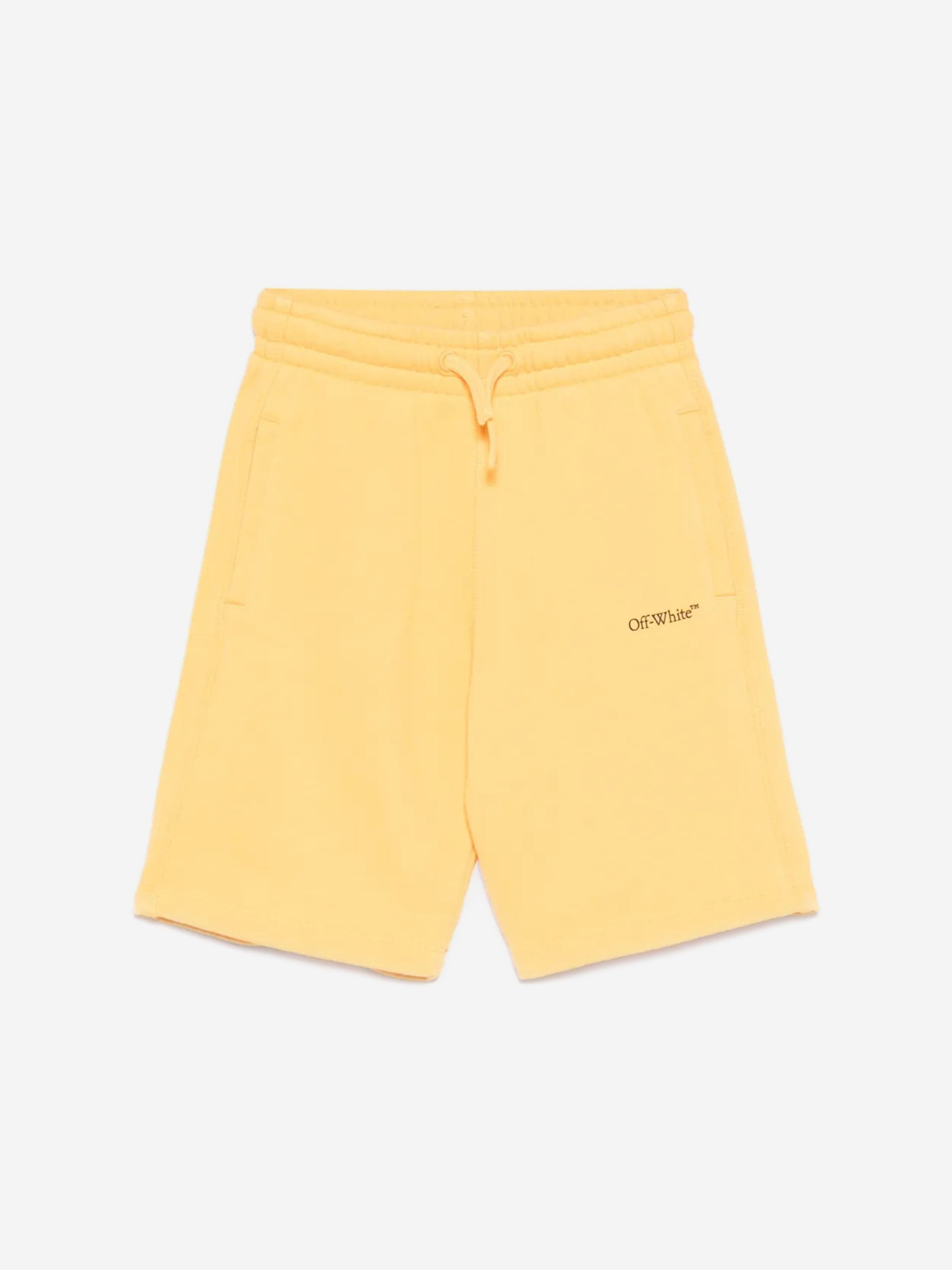 Off-White Boys Bookish Diag Sweat Shorts in Yellow