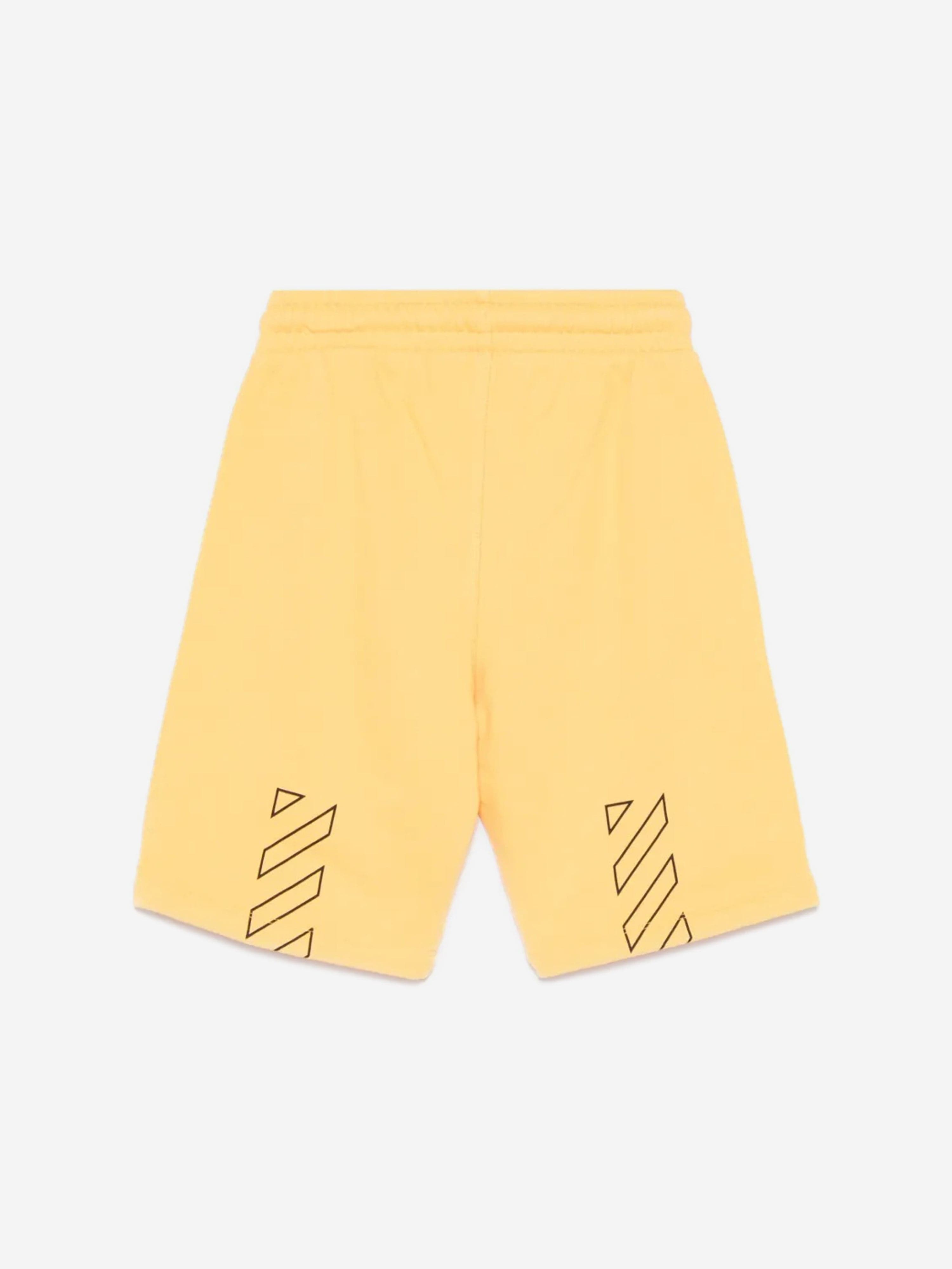 Off-White Boys Bookish Diag Sweat Shorts in Yellow