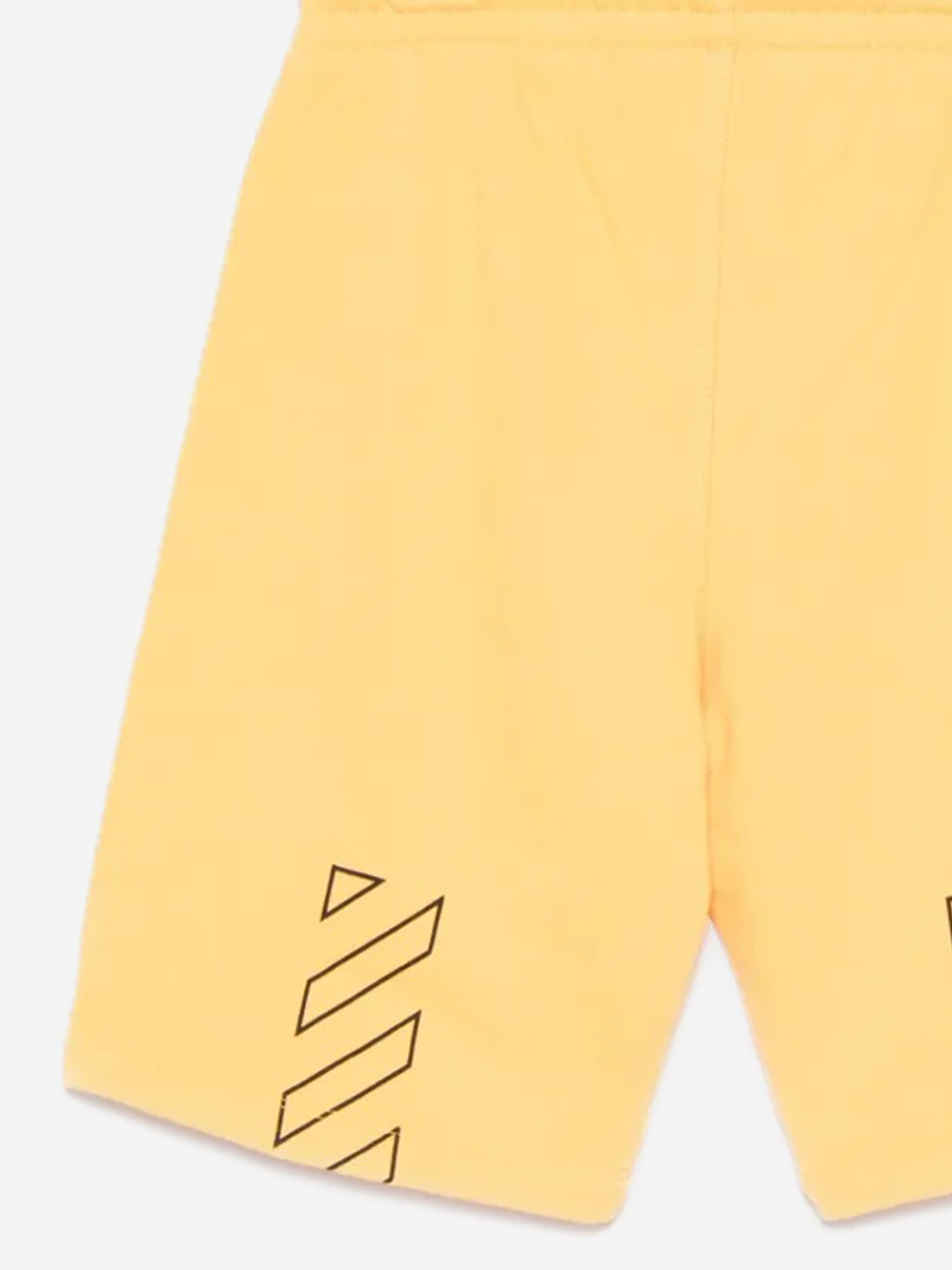 Off-White Boys Bookish Diag Sweat Shorts in Yellow