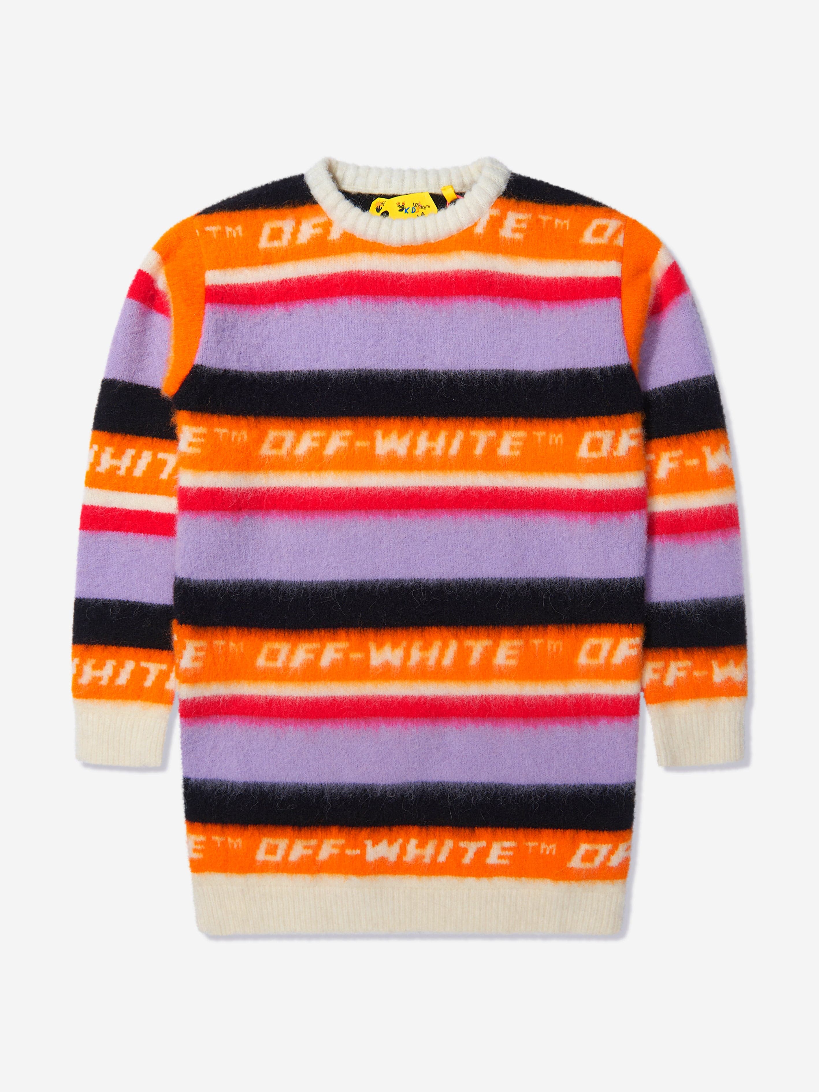 Off-White Girls Striped Logo Knitted Dress