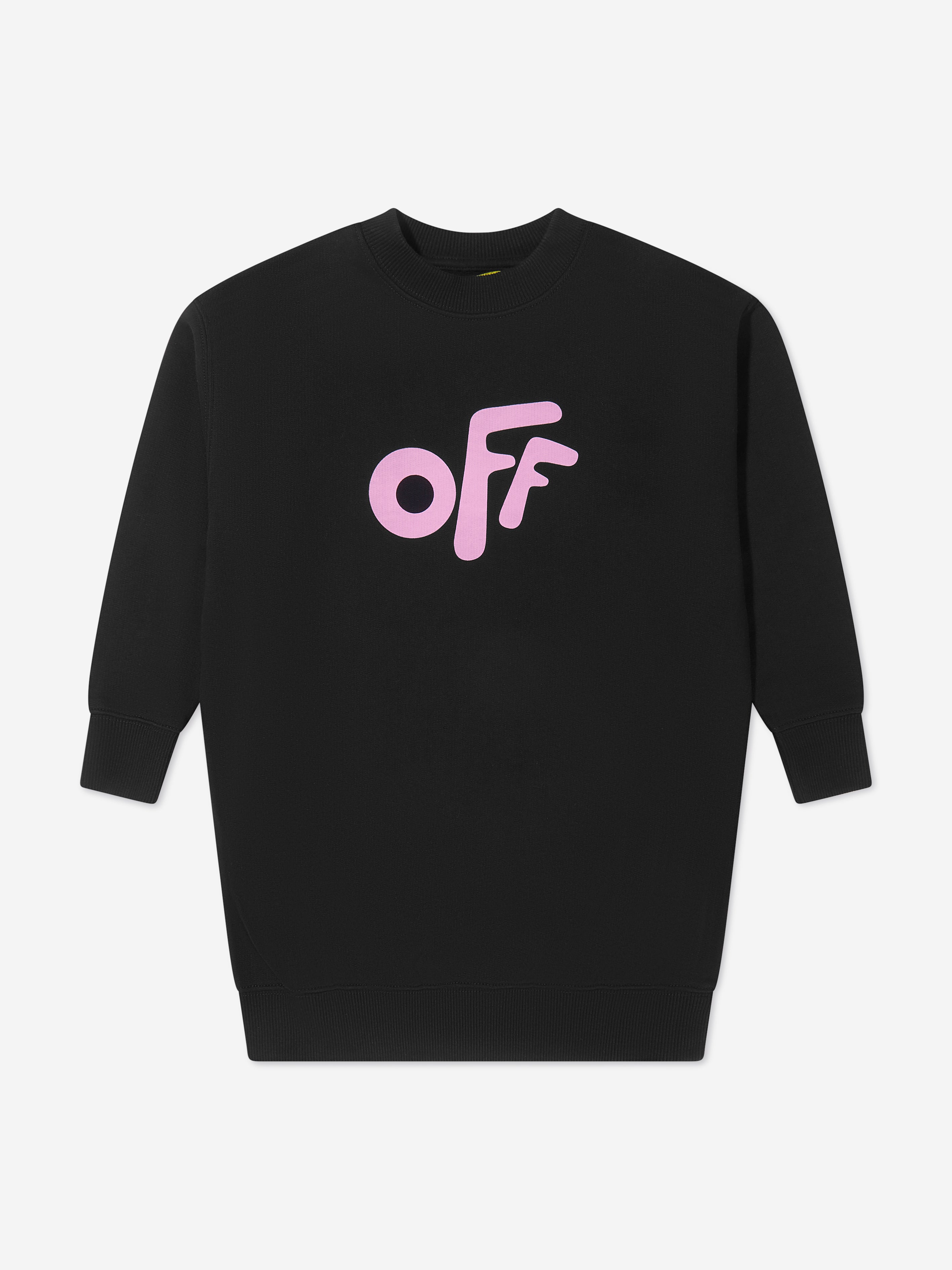 Off-White Girls Off Rounded Crew Neck Sweater Dress