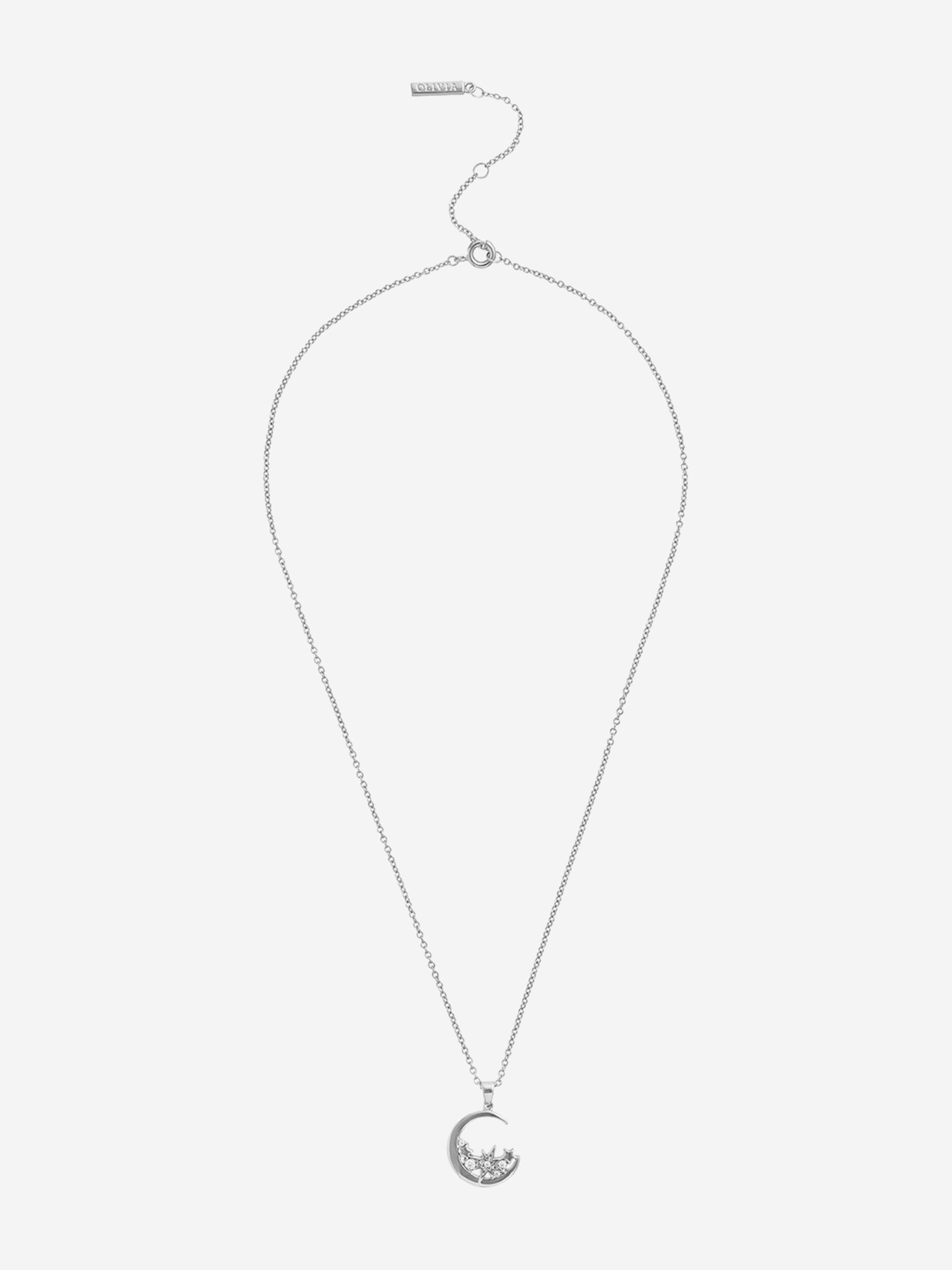Olivia Burton Celestial Cluster Moon Necklace in Silver (457mm)