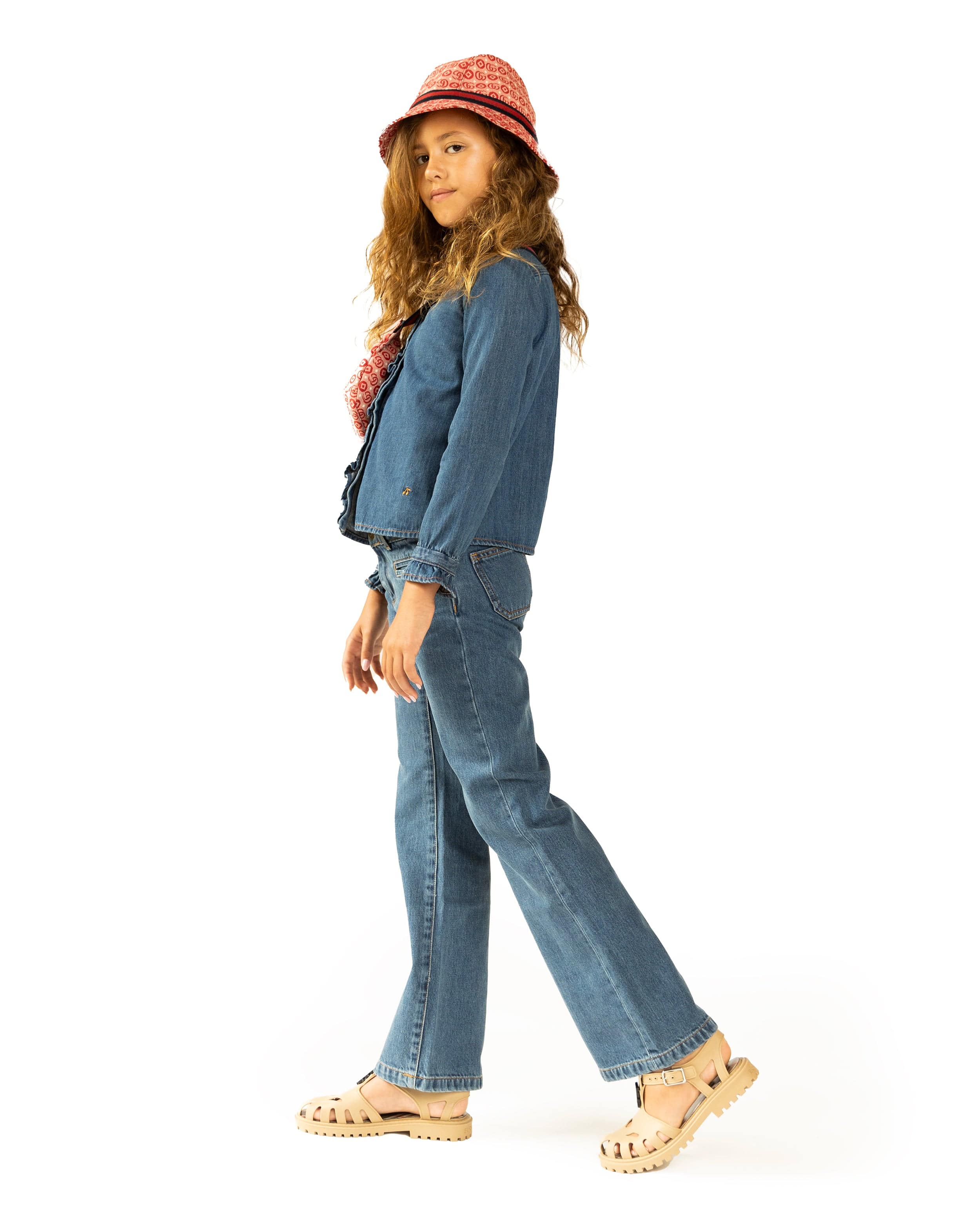 Bonpoint Girls Bree Denim Blouse in Blue