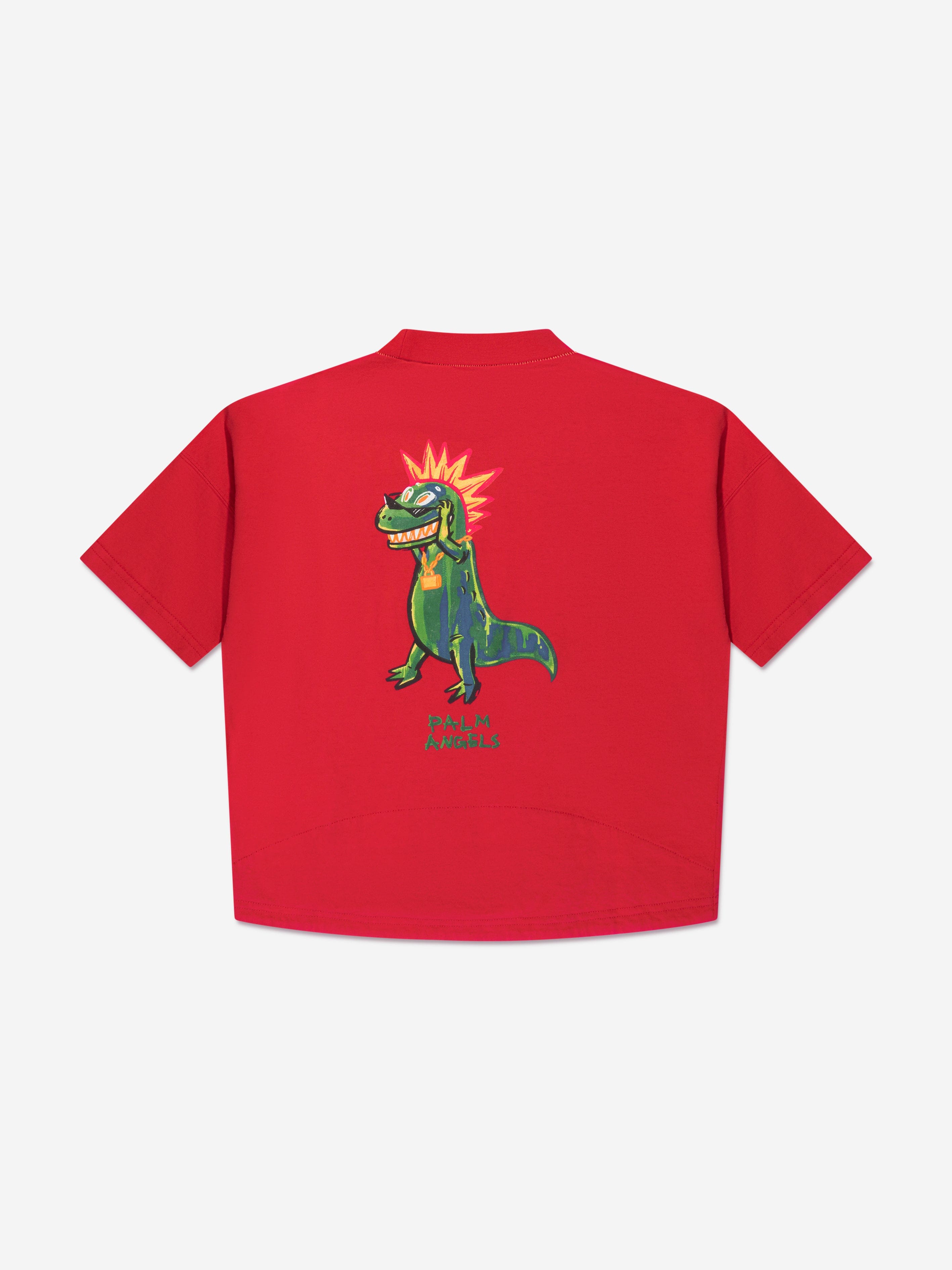 Palm Angels Boys Dino Punk Check T-Shirt in Red