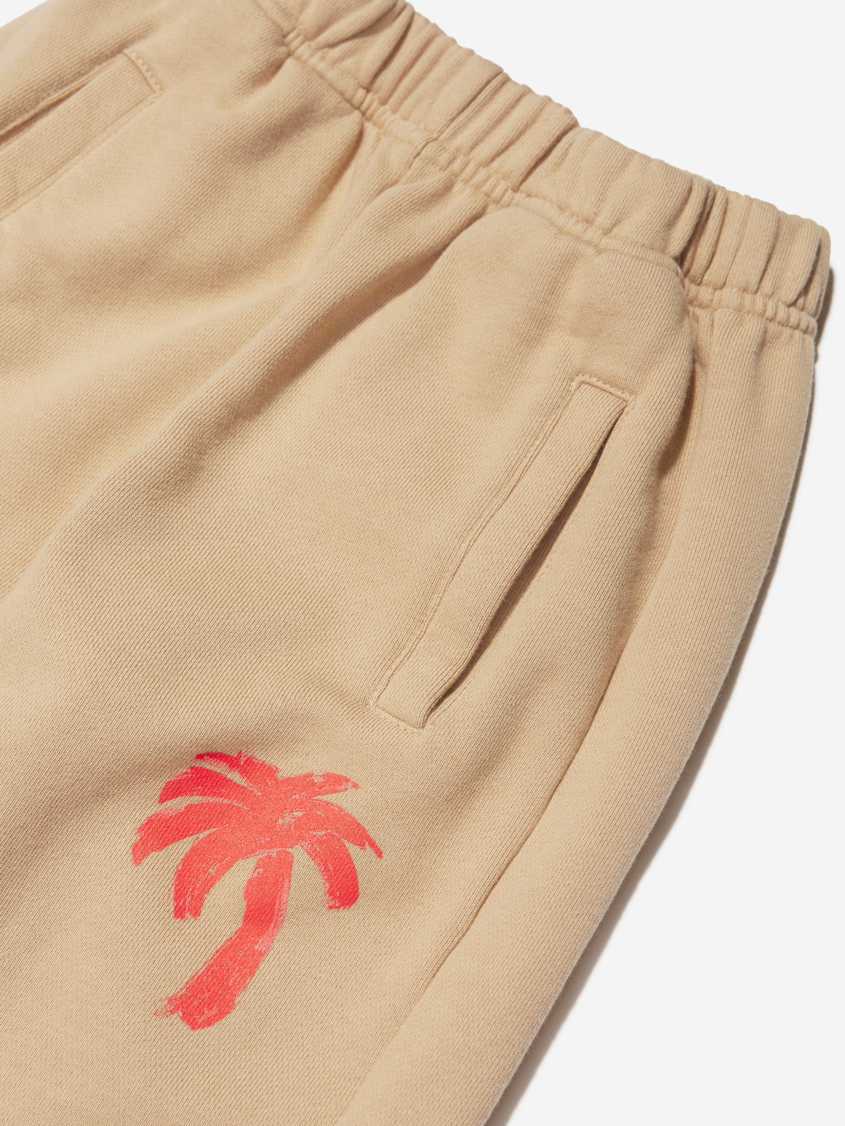 Palm Angels Boys Palm Brush Camo Joggers in Beige