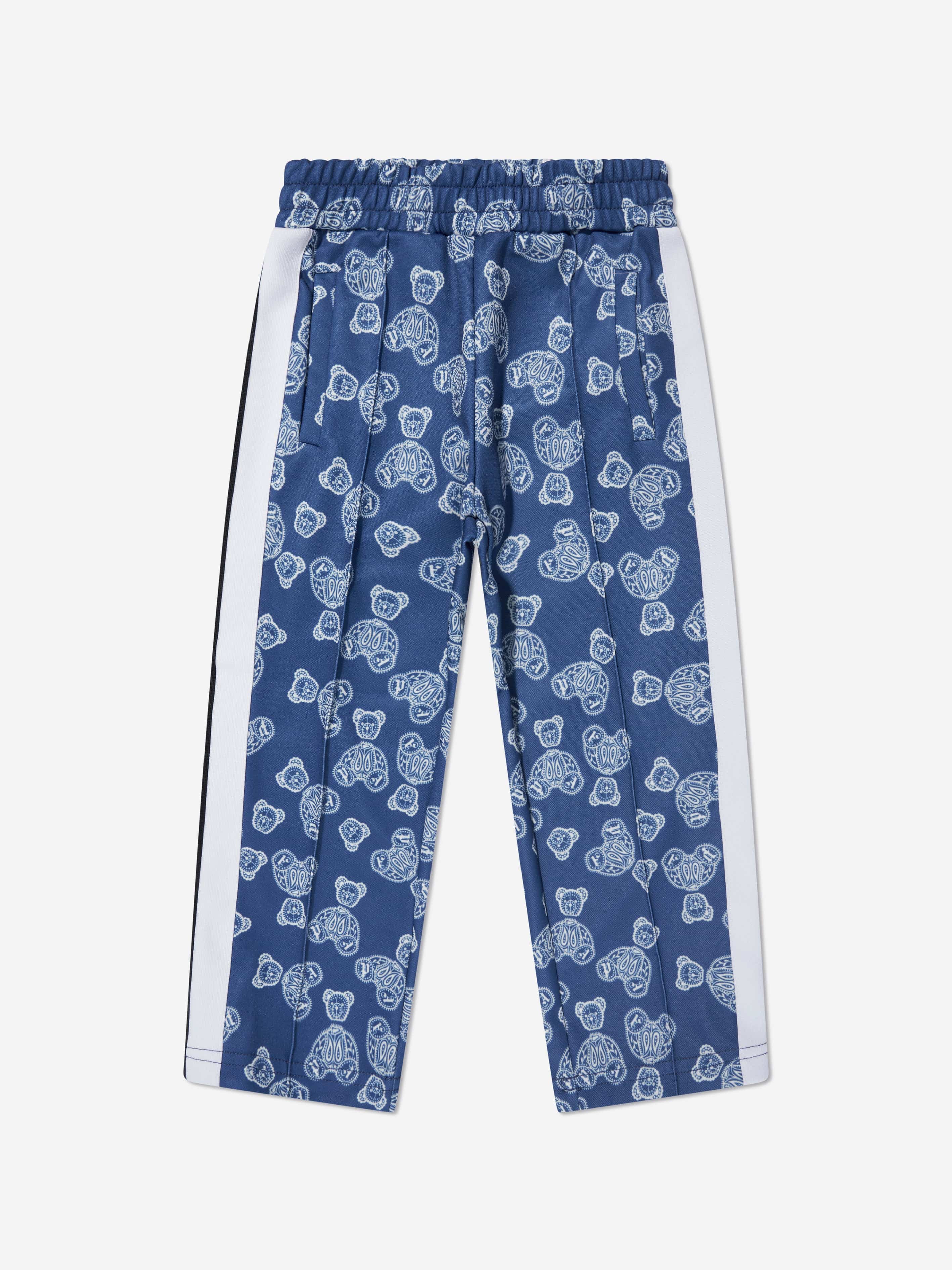 Palm Angels Boys AOP Bears Paisley Track Pants in Blue