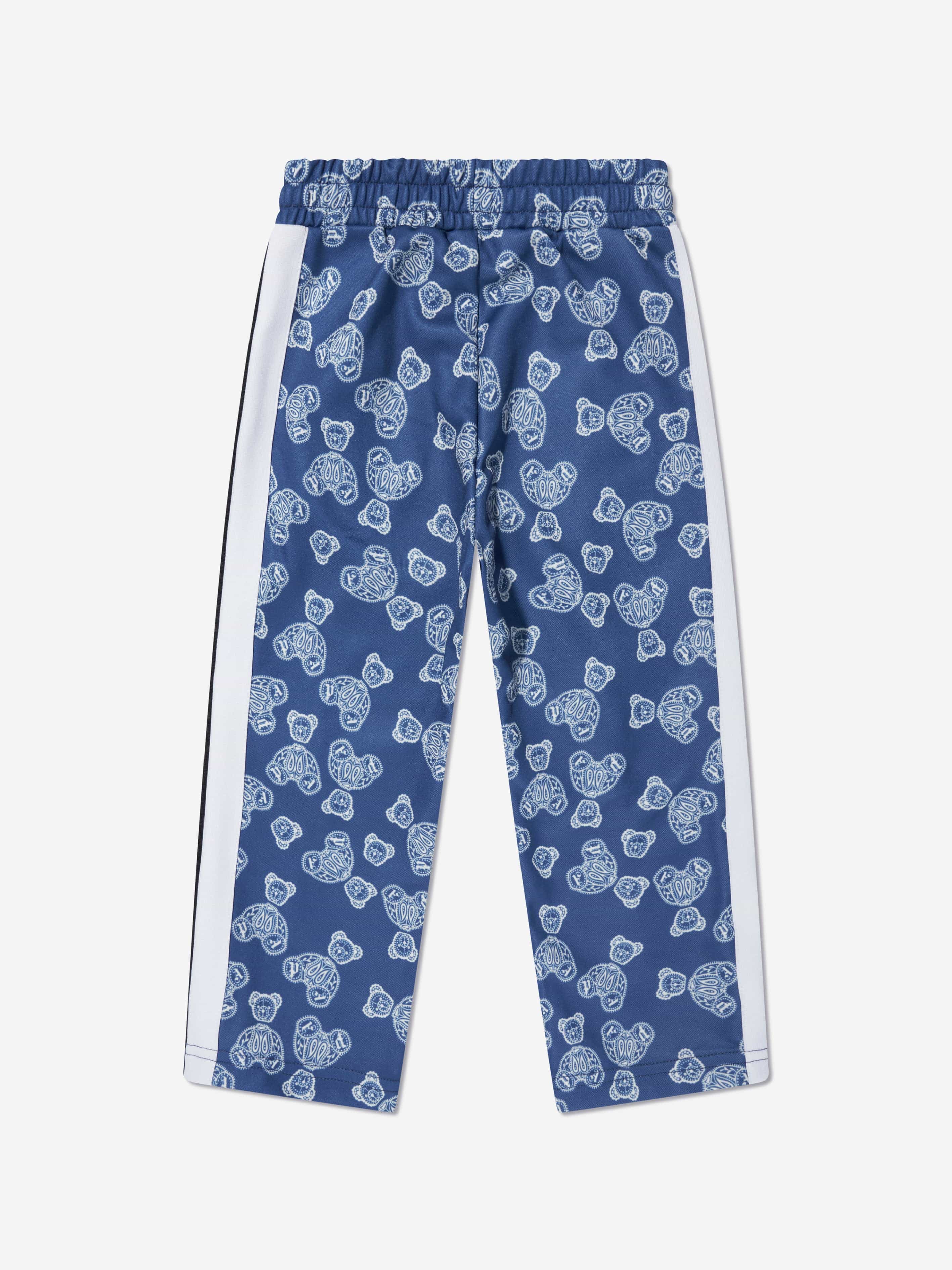 Palm Angels Boys AOP Bears Paisley Track Pants in Blue