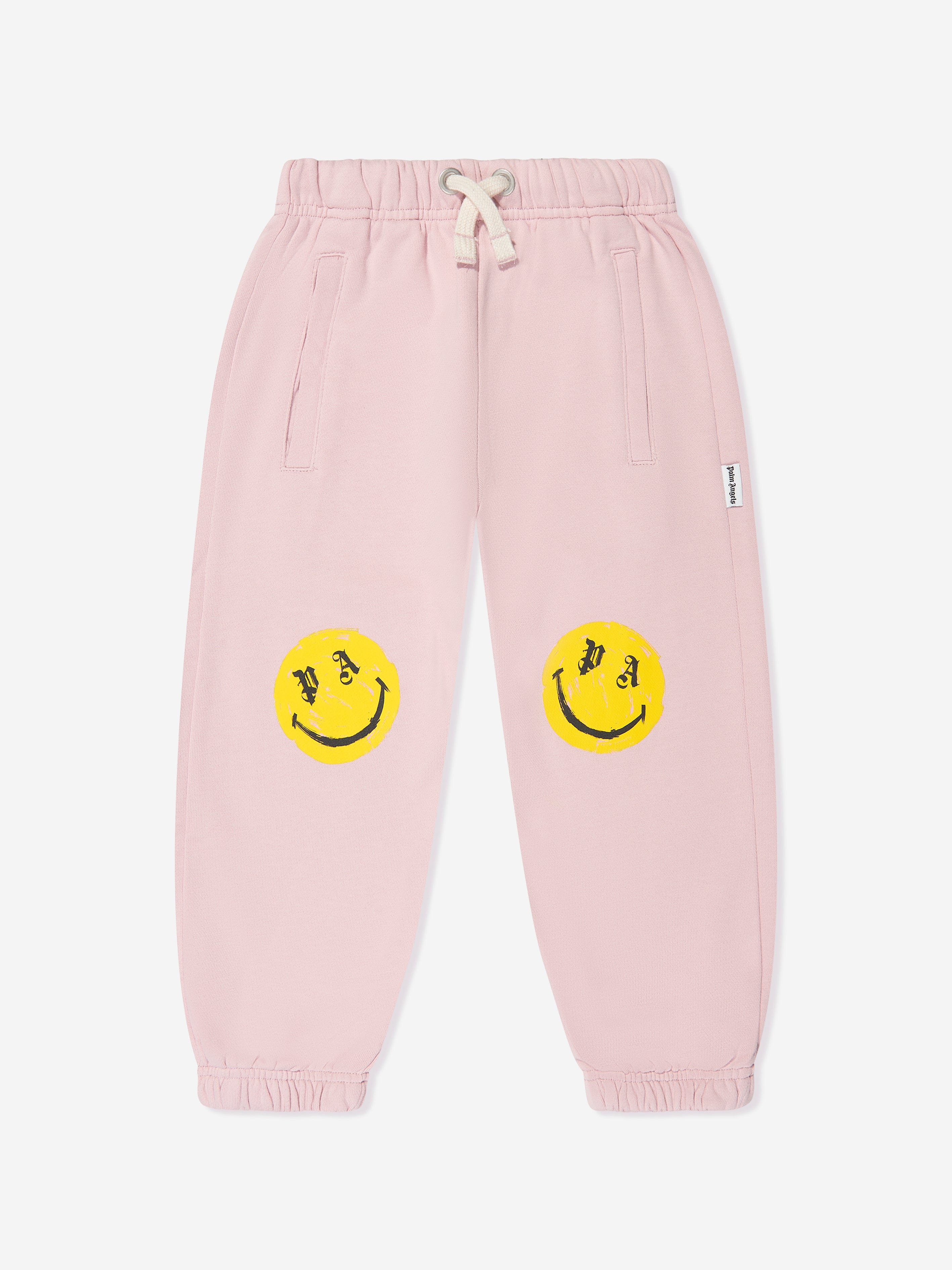 Palm Angels Girls Smiley Brush Joggers in Pink