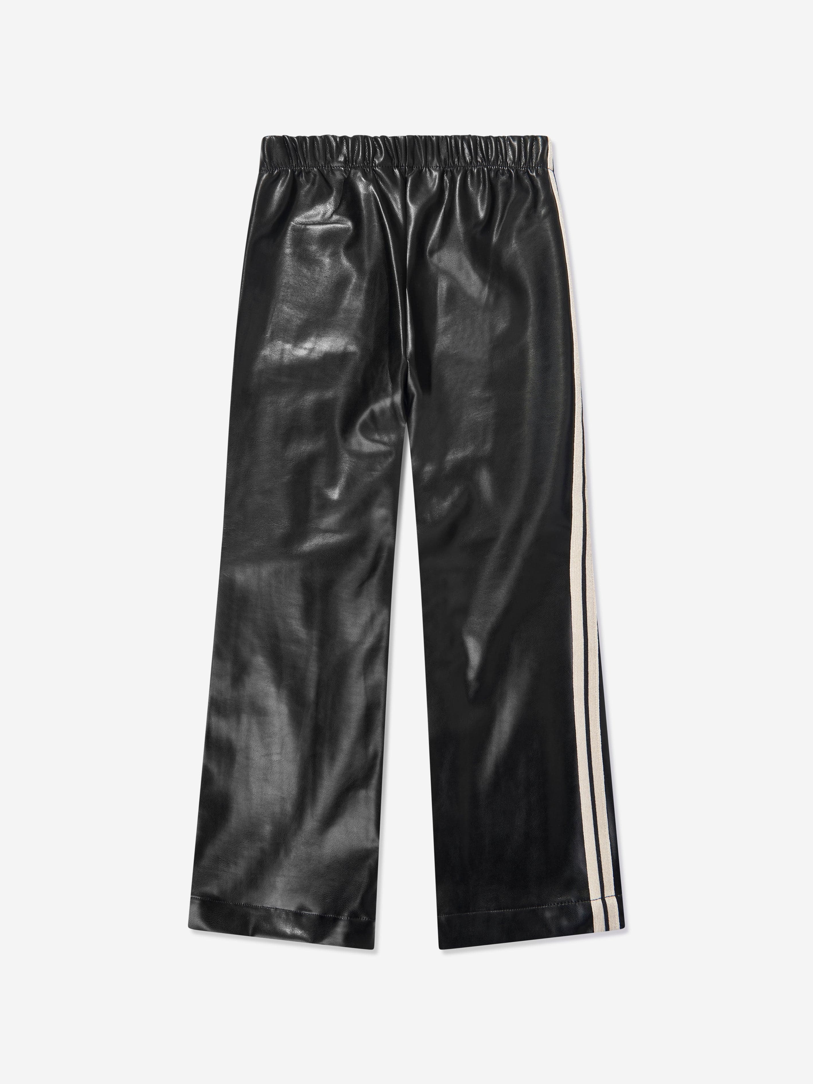 Girls Coated Track Flare Pants in Black