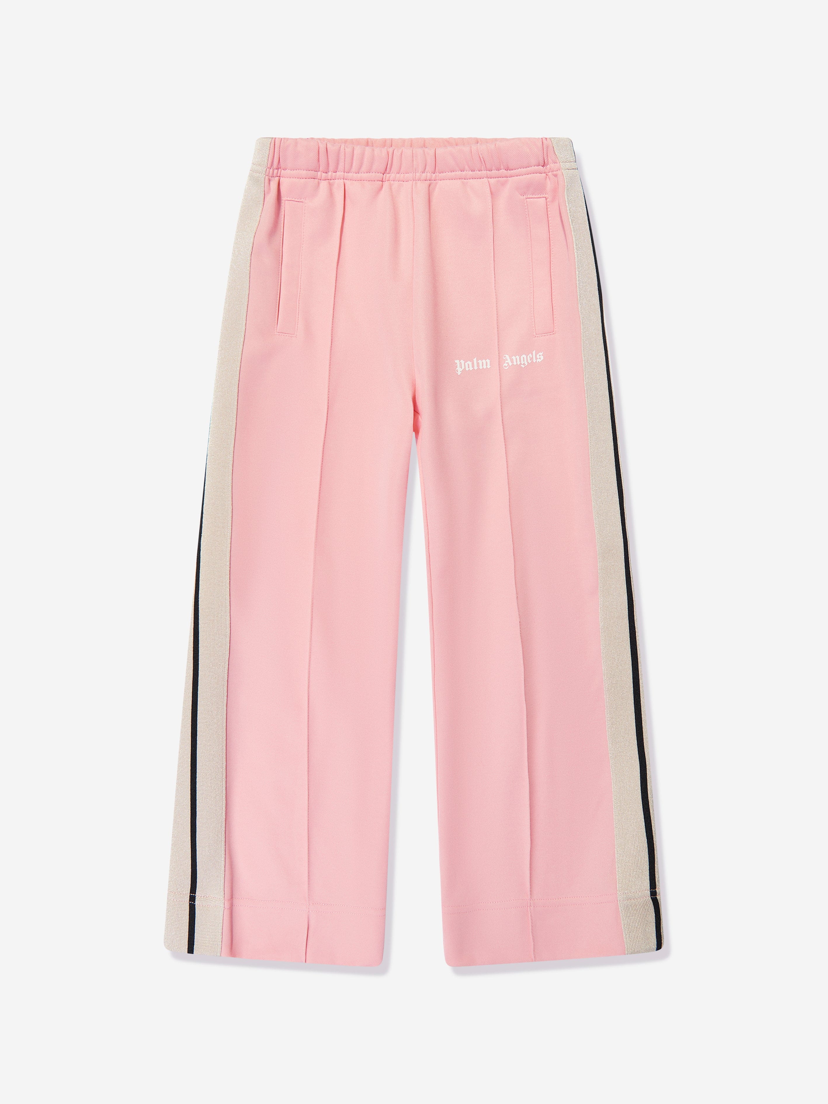 Palm Angels Girls Wide Leg Track Pants in Pink