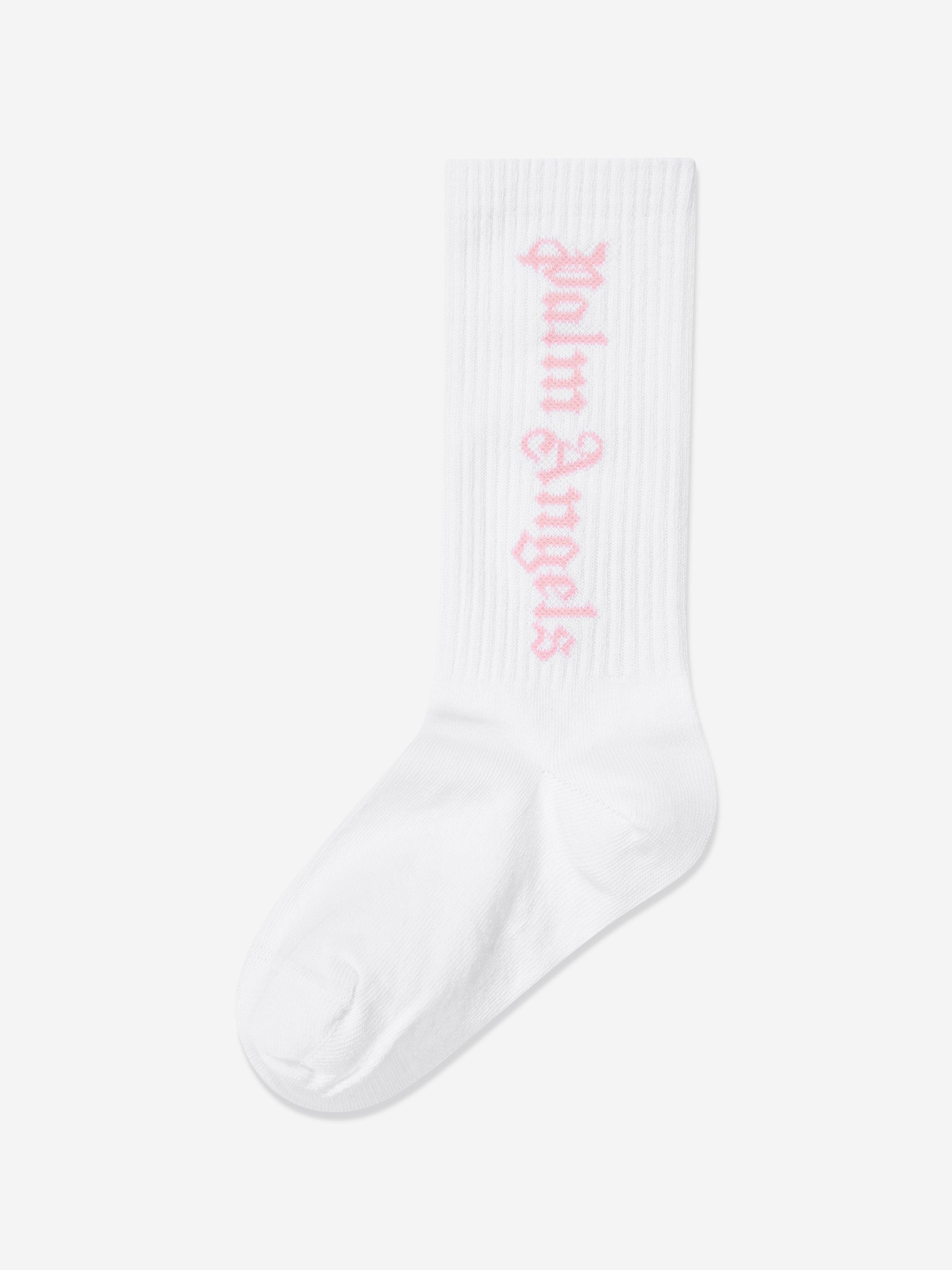 Palm Angels Girls Logo High Socks in White