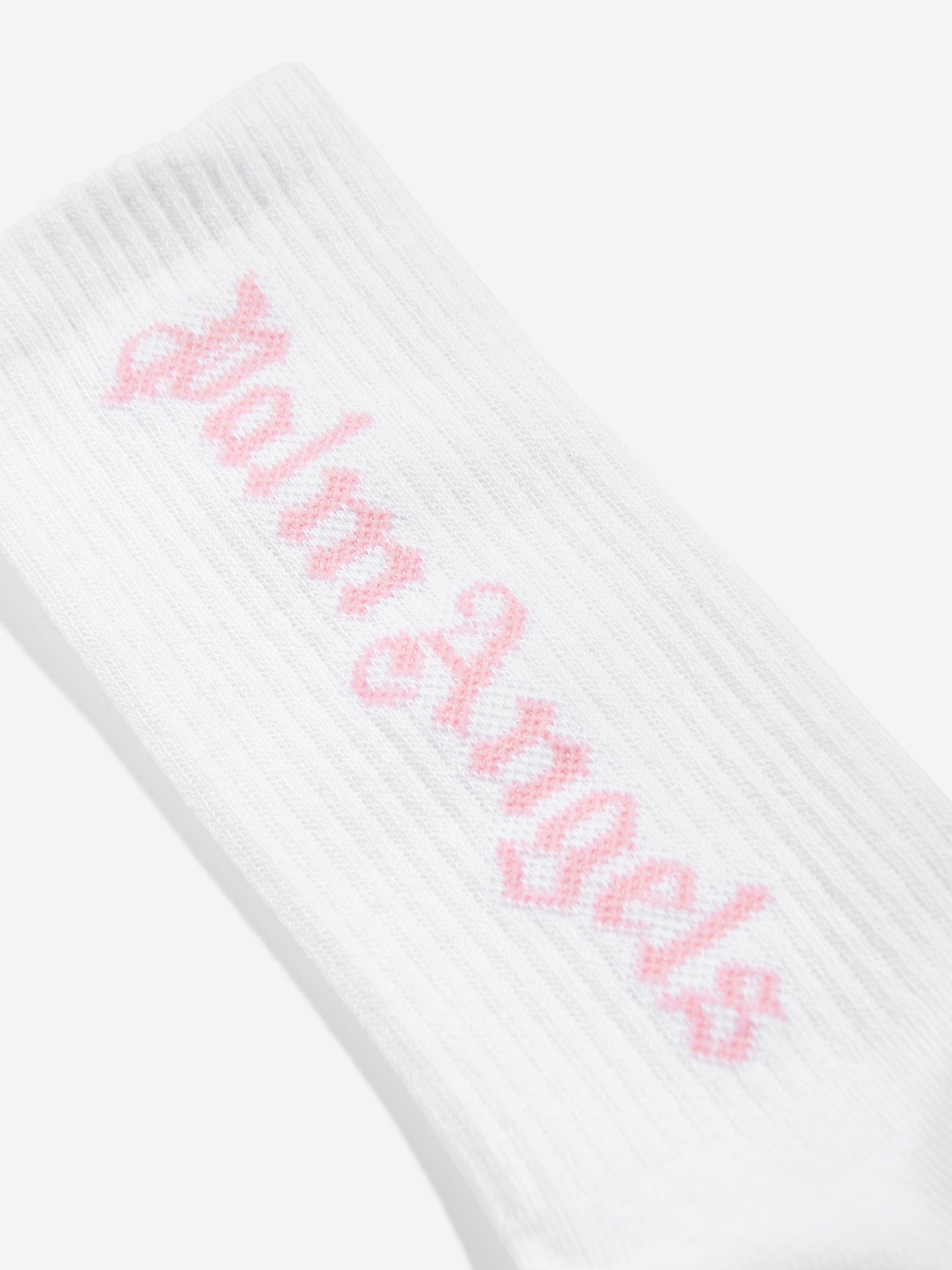 Palm Angels Girls Logo High Socks in White