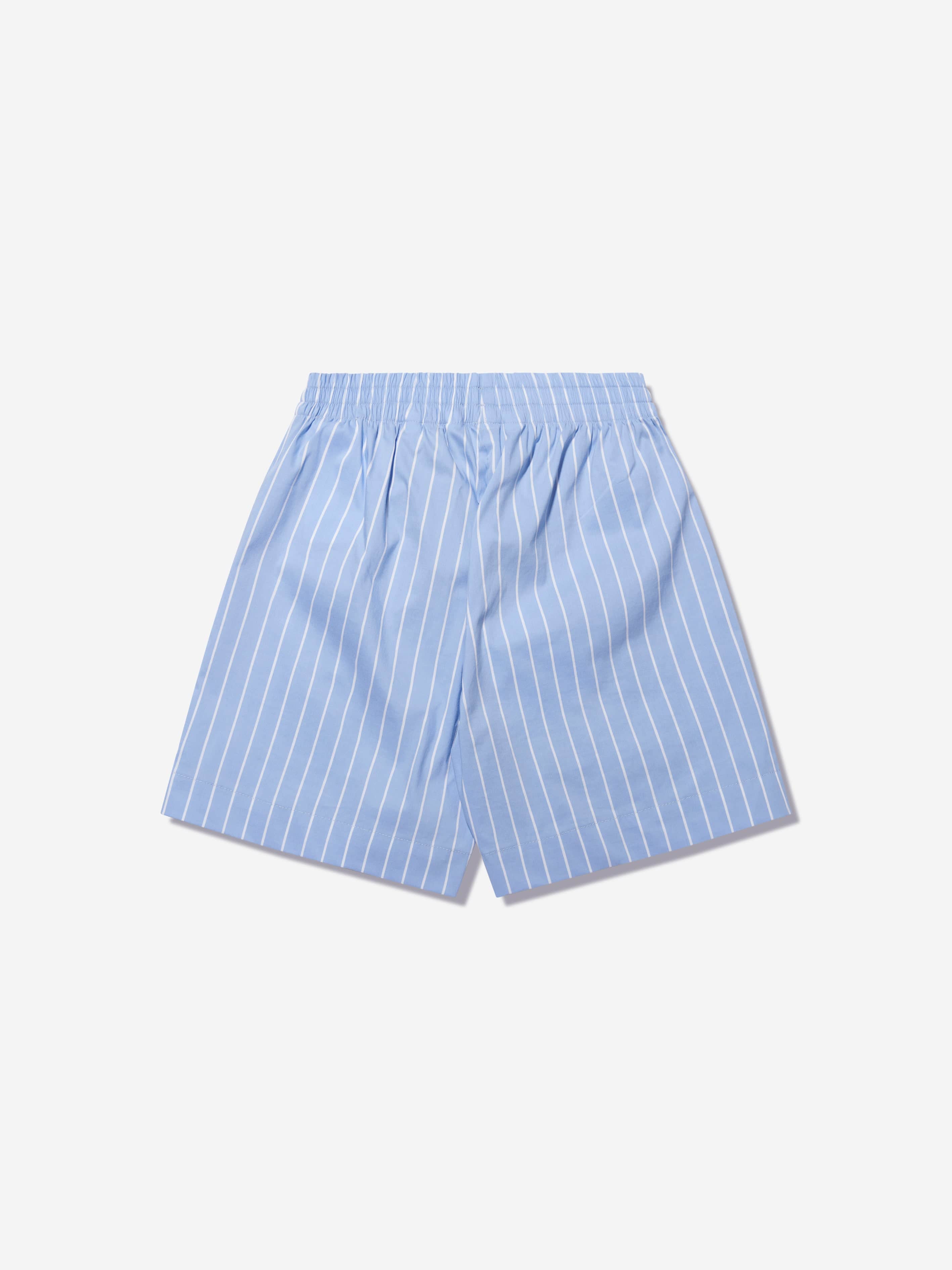 Palm Angels Boys Mini Bear Striped Shorts in Blue