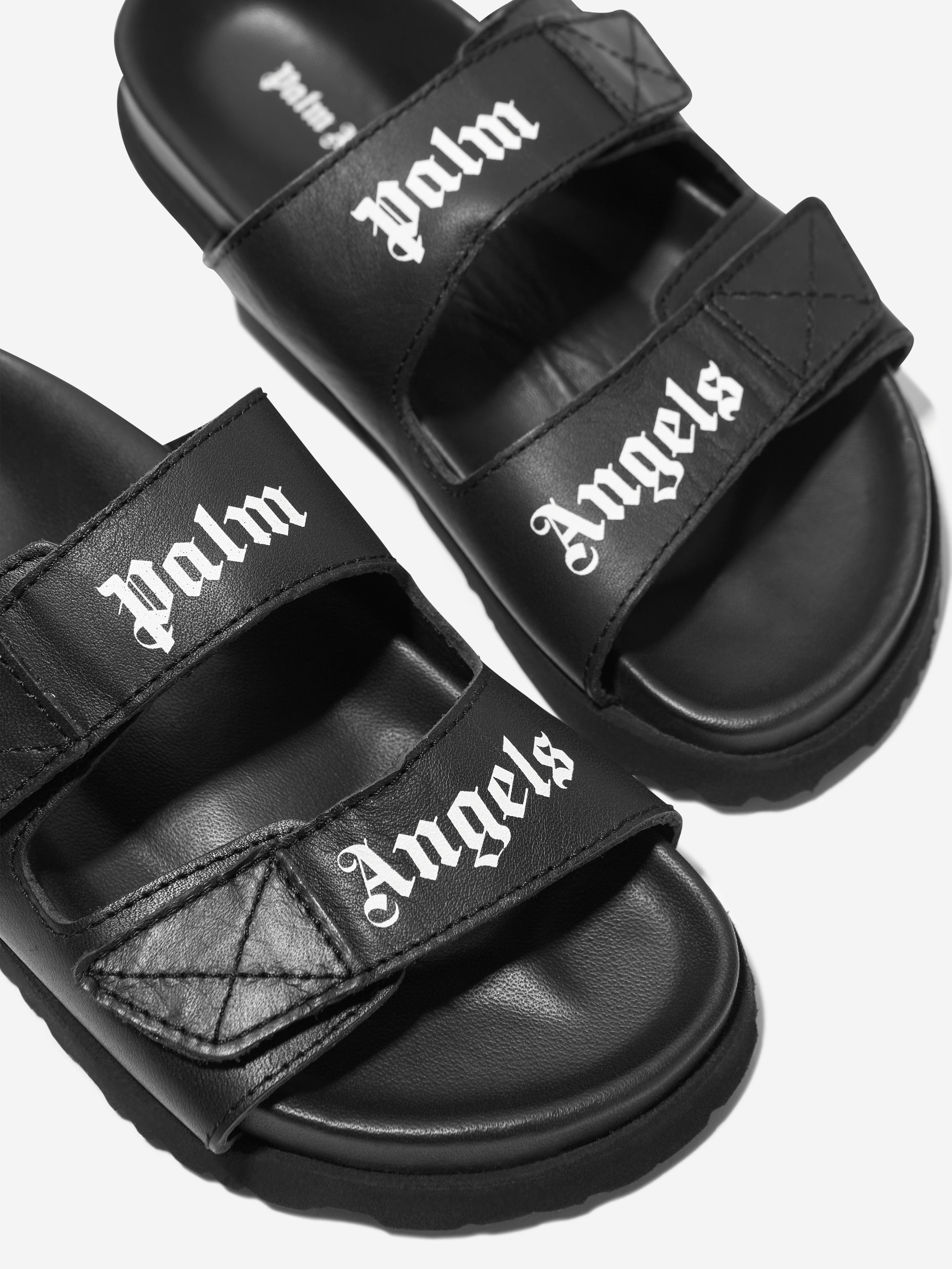 Palm Angels Kids Logo Sandals in Black