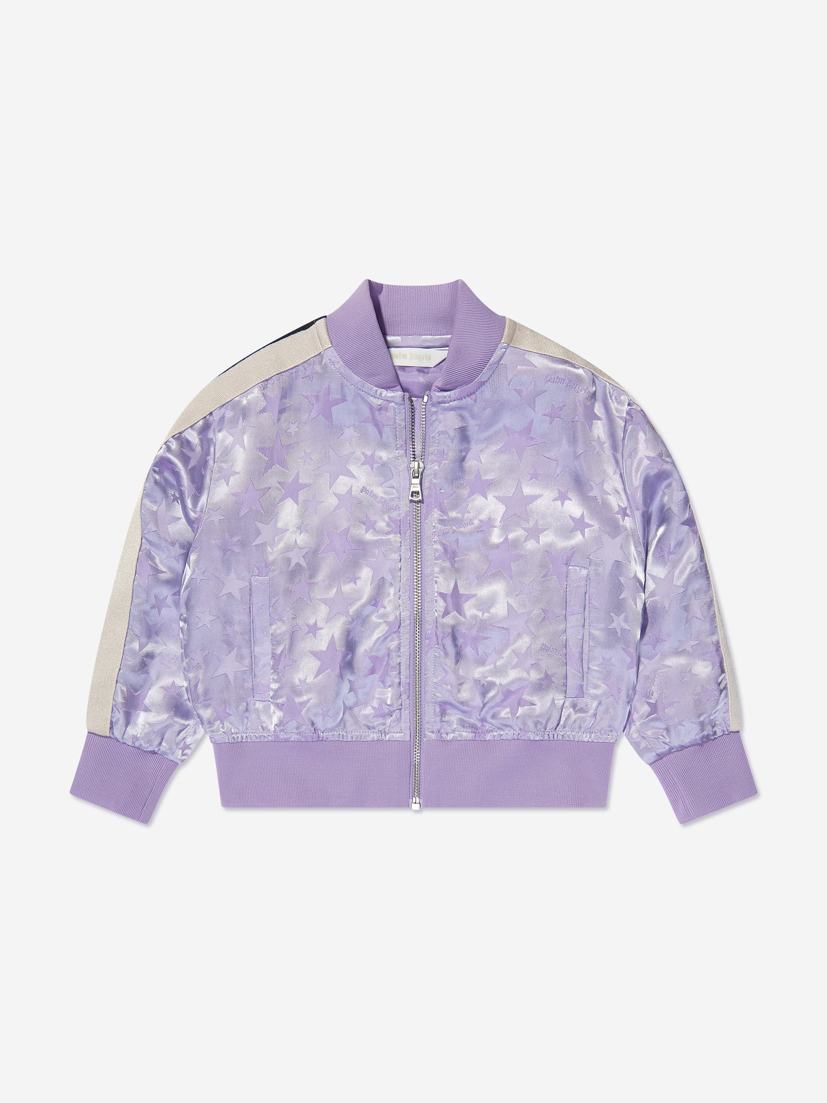 Palm Angels Girls Jacquard PA Stars Track Jacket in Lilac