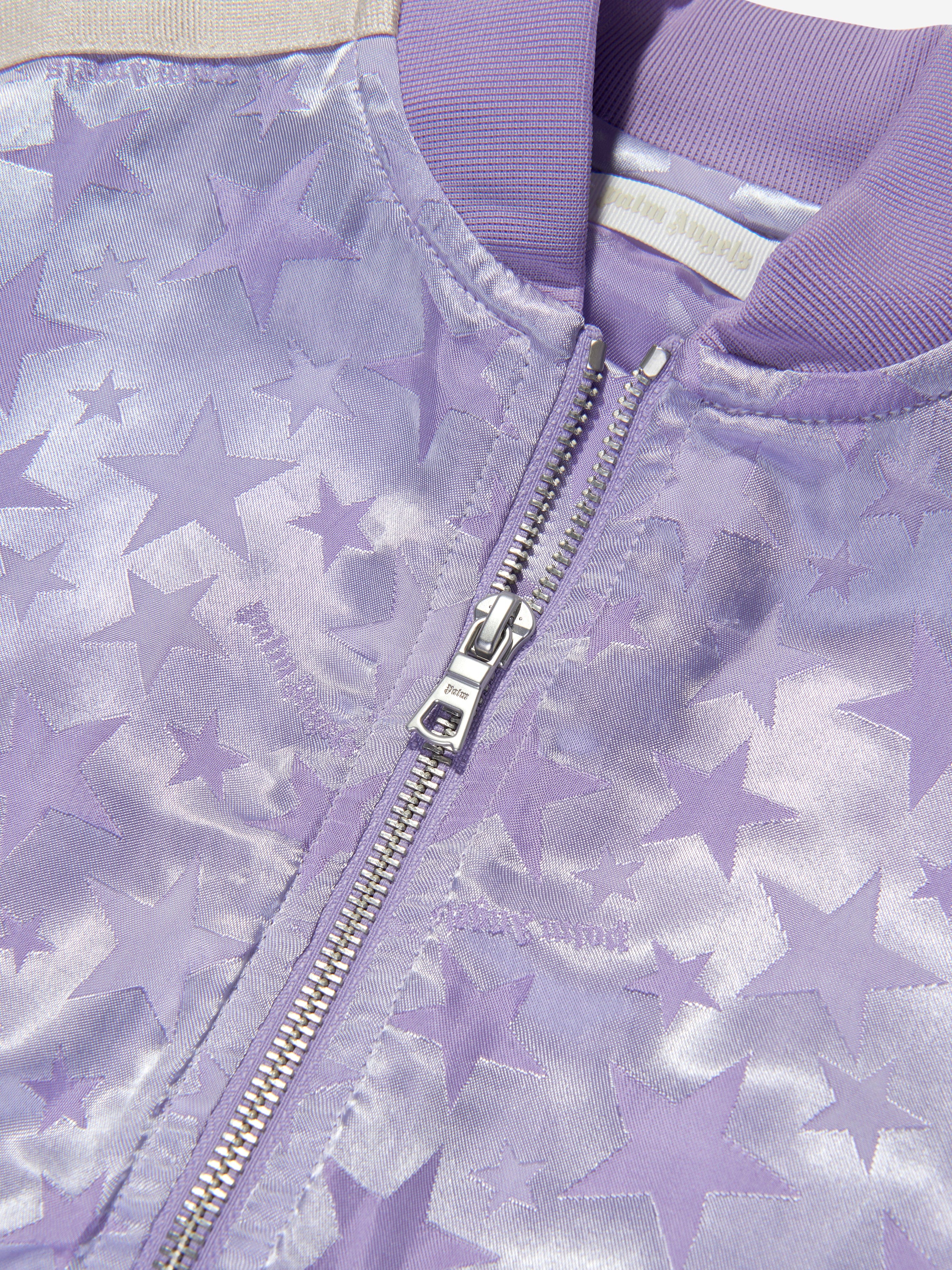 Palm Angels Girls Jacquard PA Stars Track Jacket in Lilac