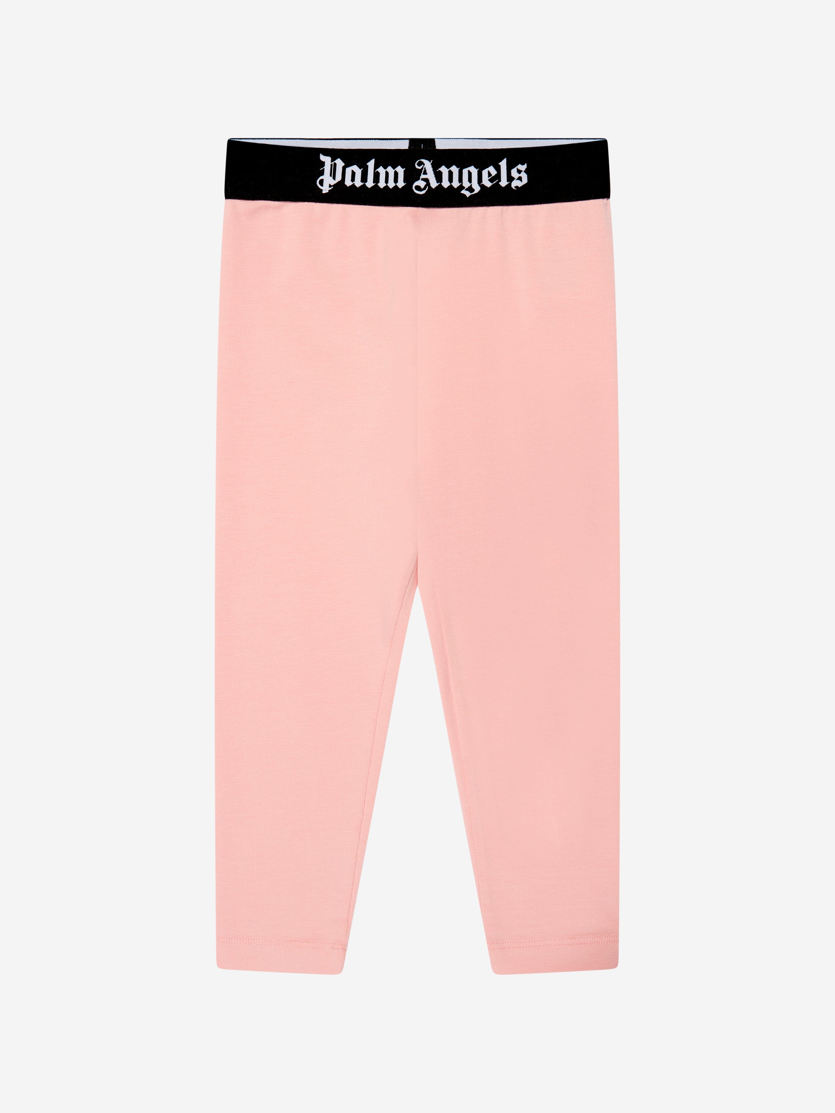 Palm Angels Girls Waistband Logo Leggings in Pink