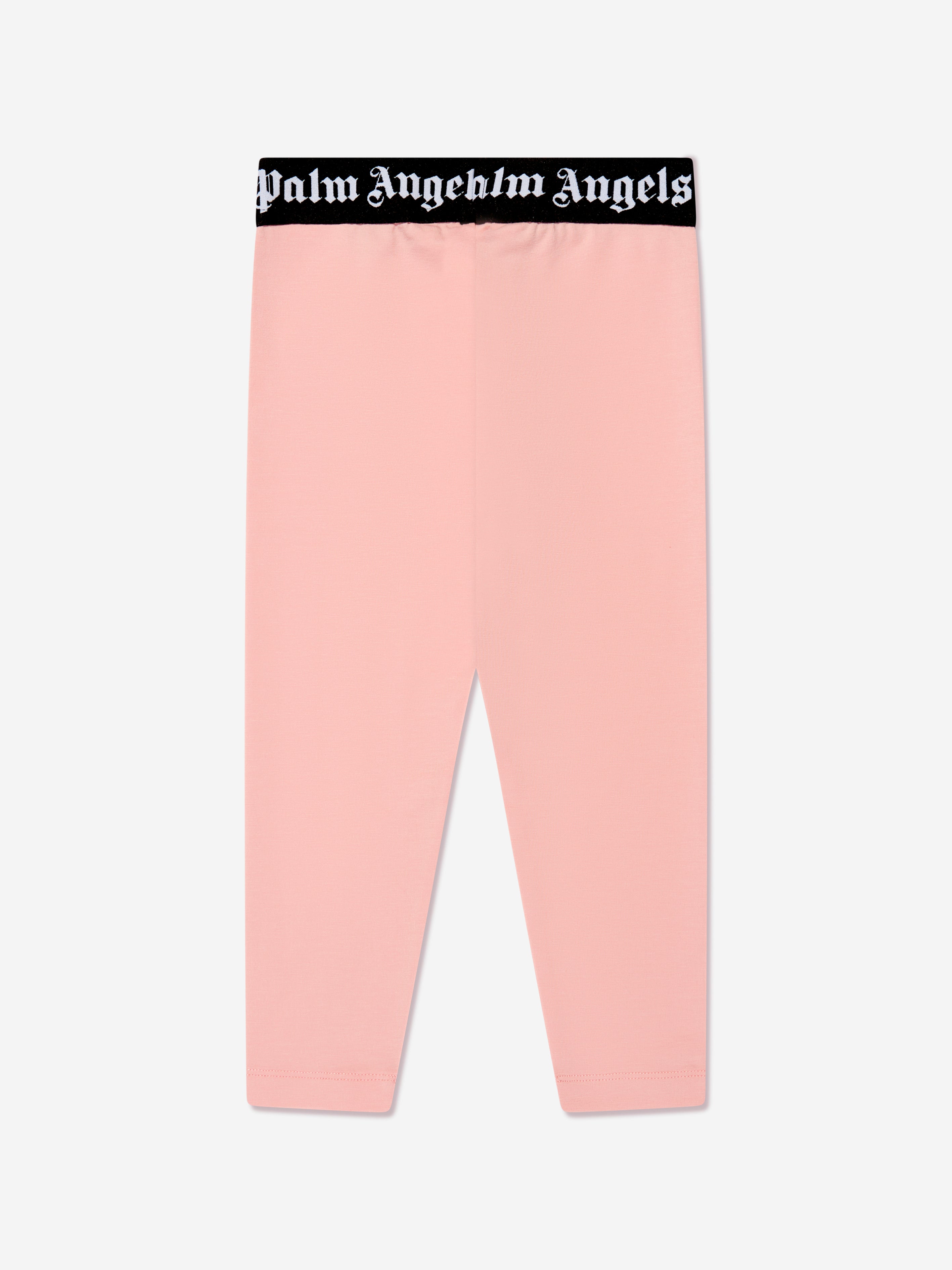 Palm Angels Girls Waistband Logo Leggings in Pink