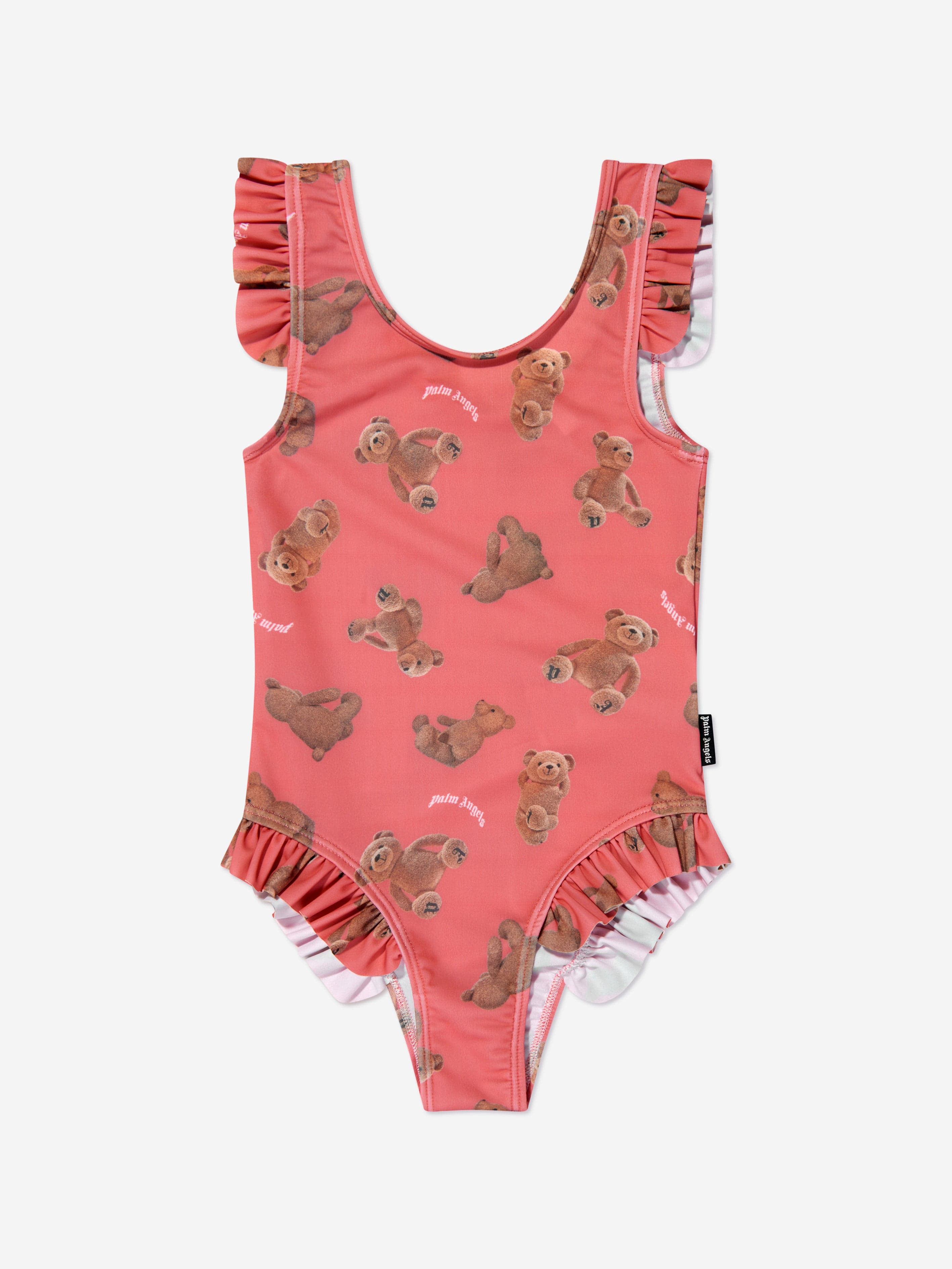 Palm Angels Girls AOP PA Bears Swimsuit in Coral