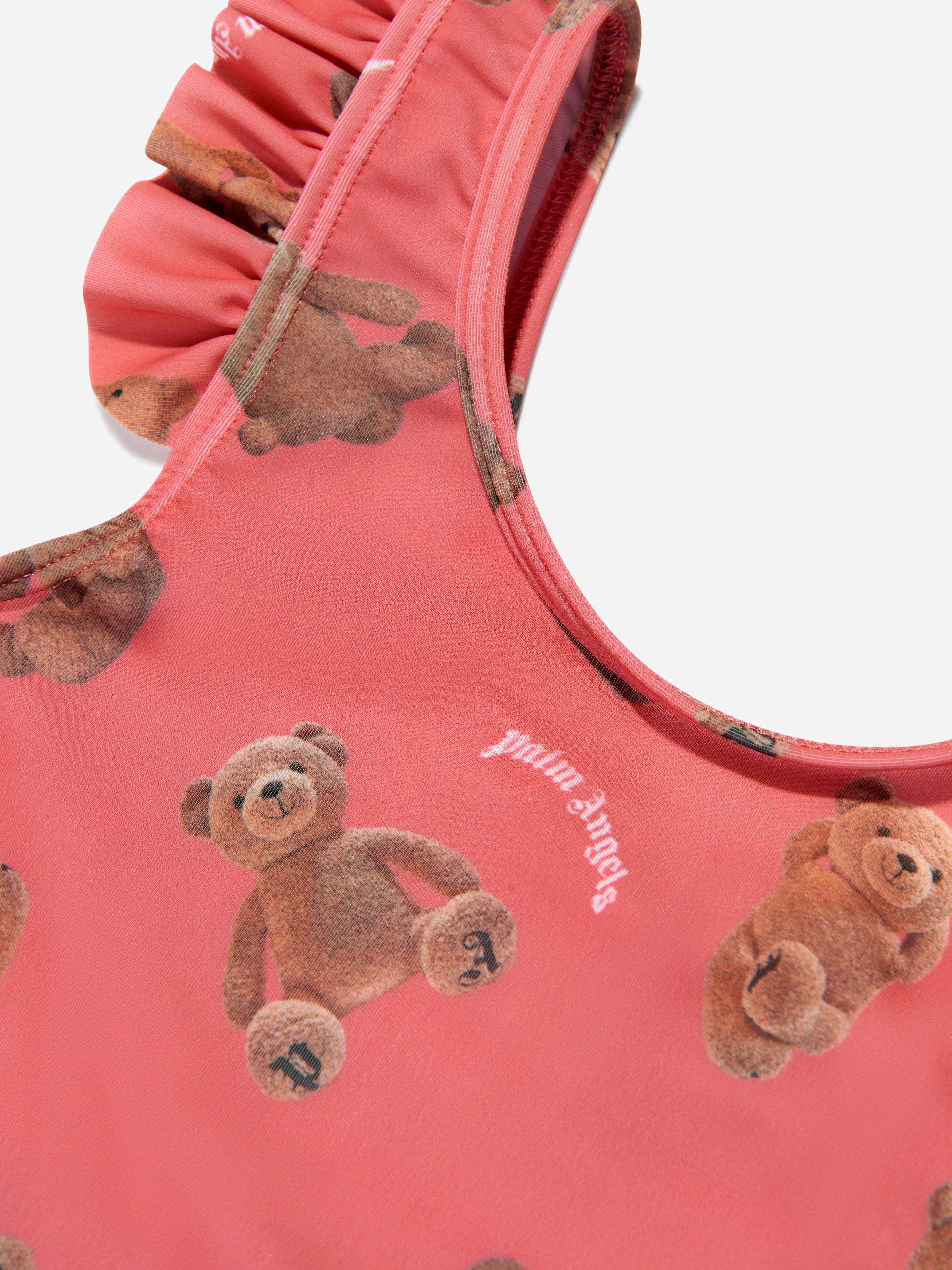 Palm Angels Girls AOP PA Bears Swimsuit in Coral