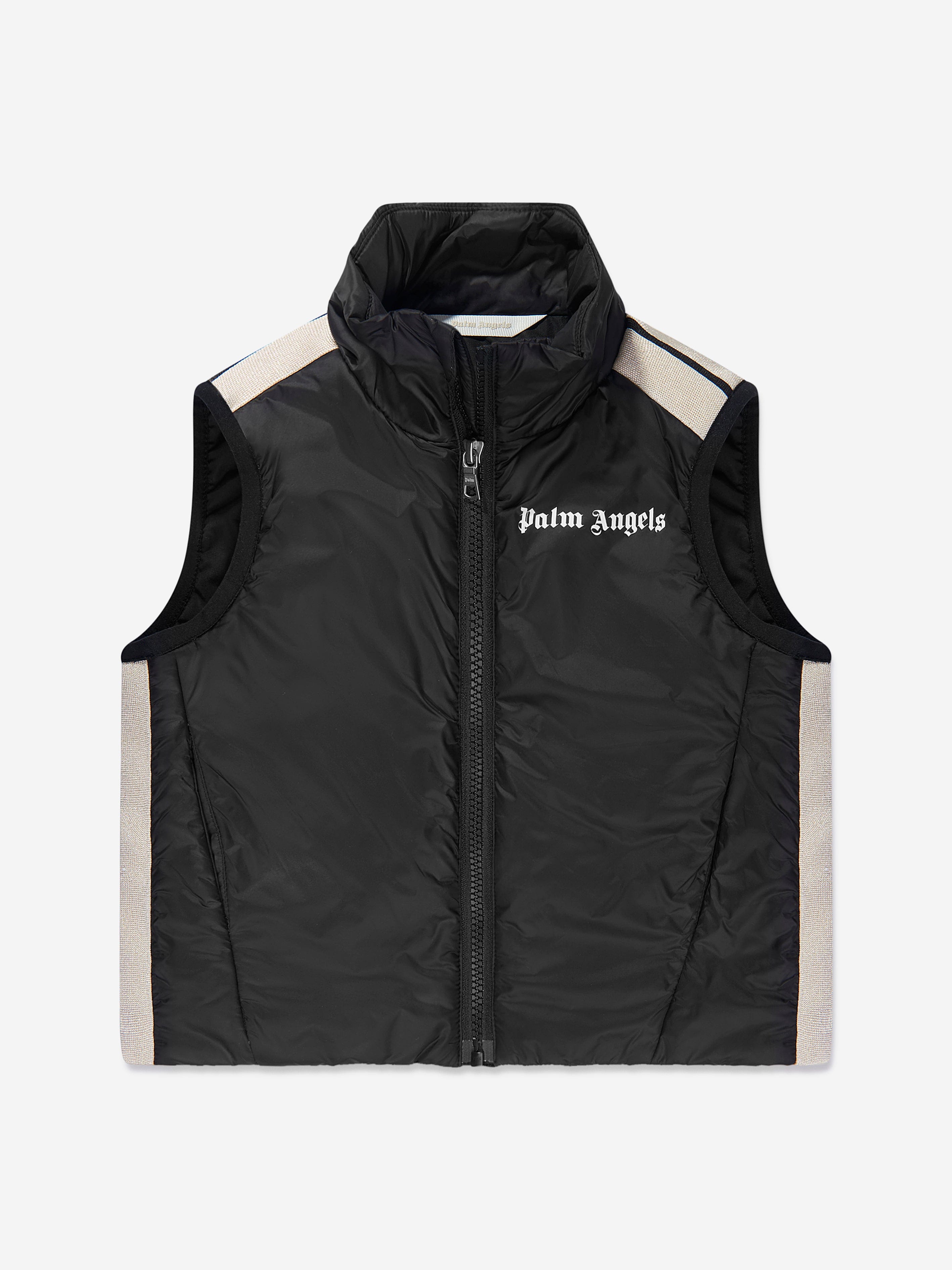 Palm Angels Boys Logo Light Puffer Vest in Black