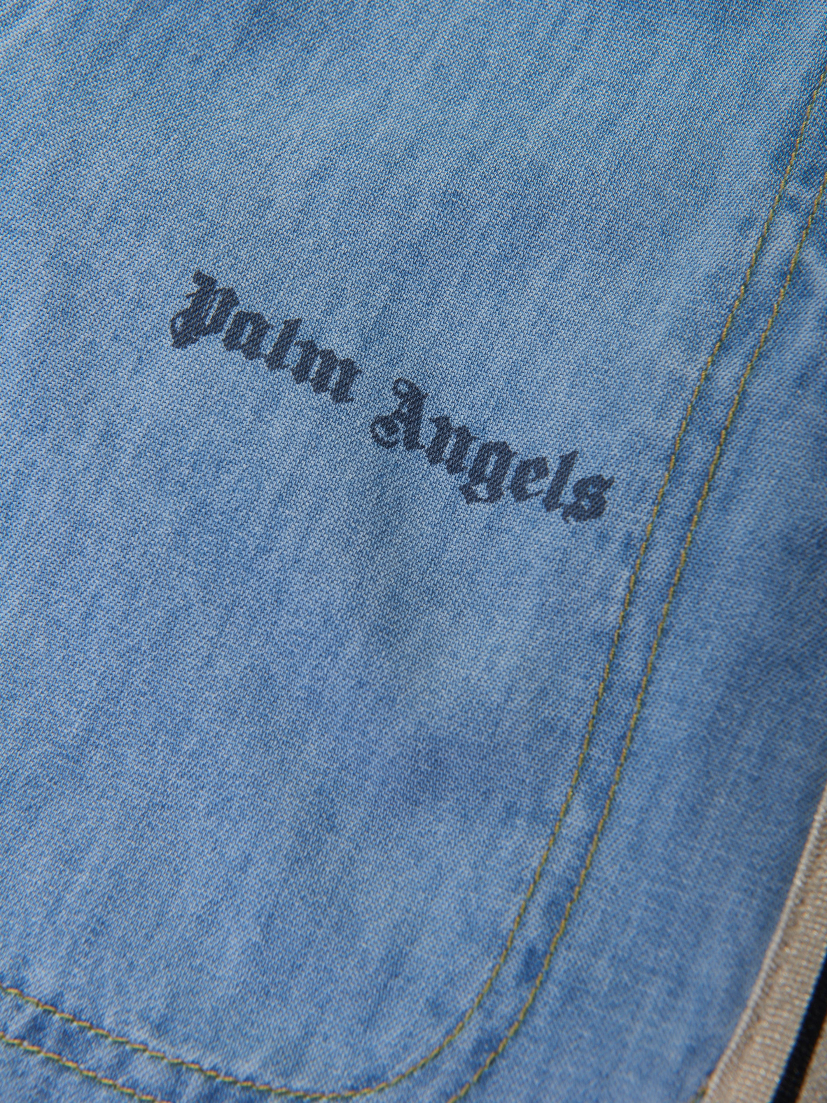 Palm Angels Boys Track Chambray Shorts in Blue