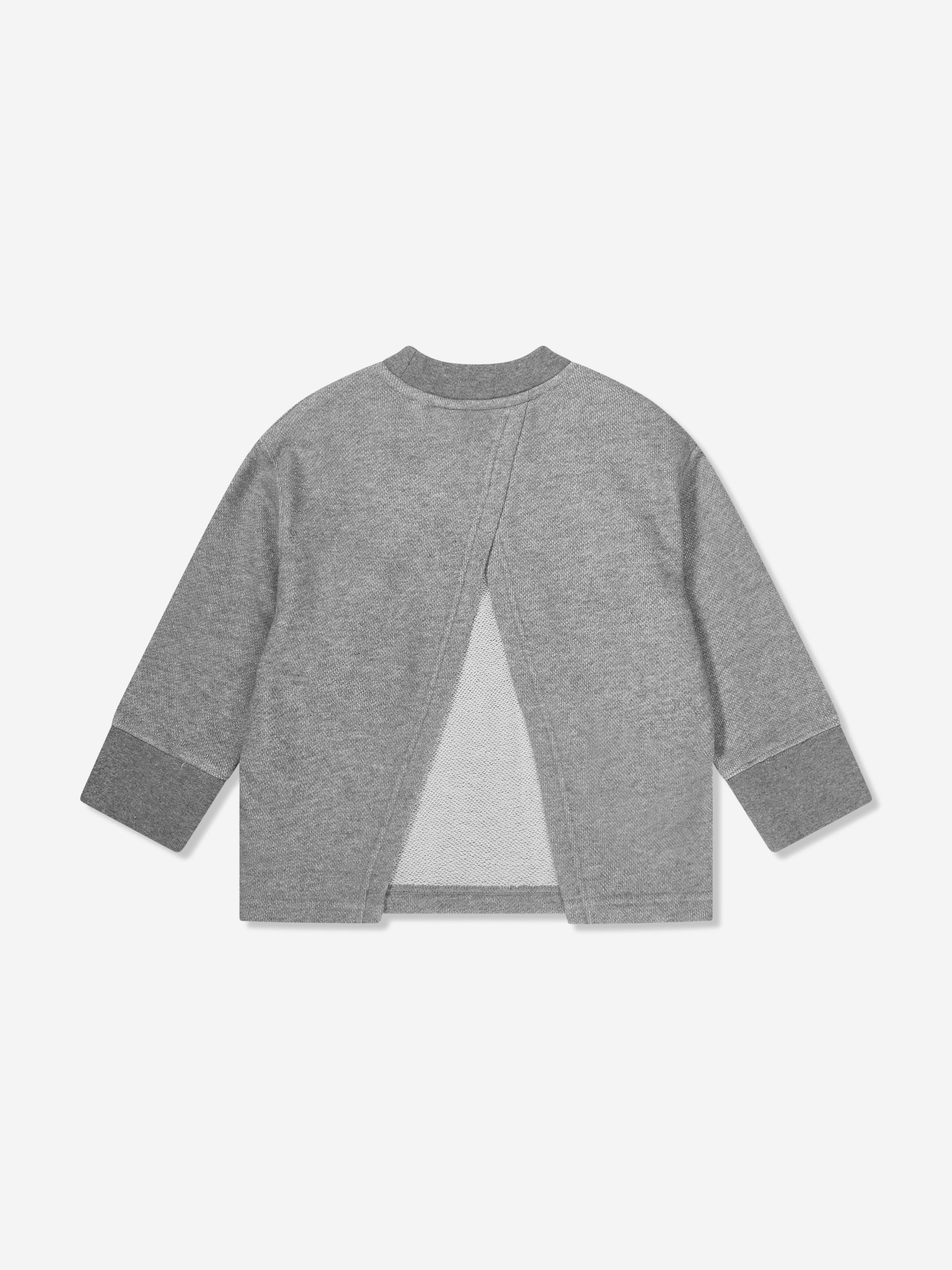 Palm Angels Girls Lurex Open Back Sweatshirt in Grey