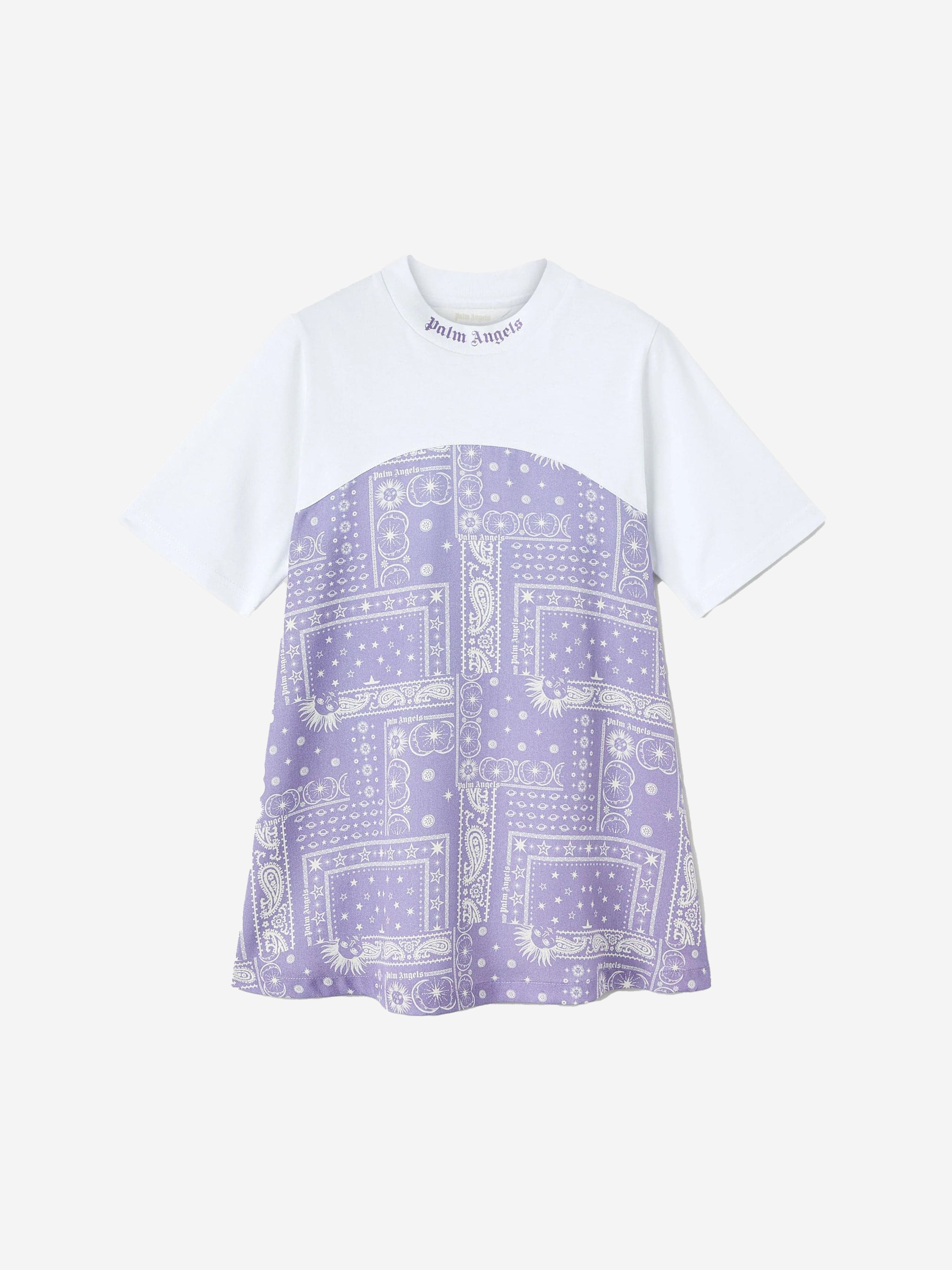 Palm Angels Girls Astro Paisley Dress in Purple