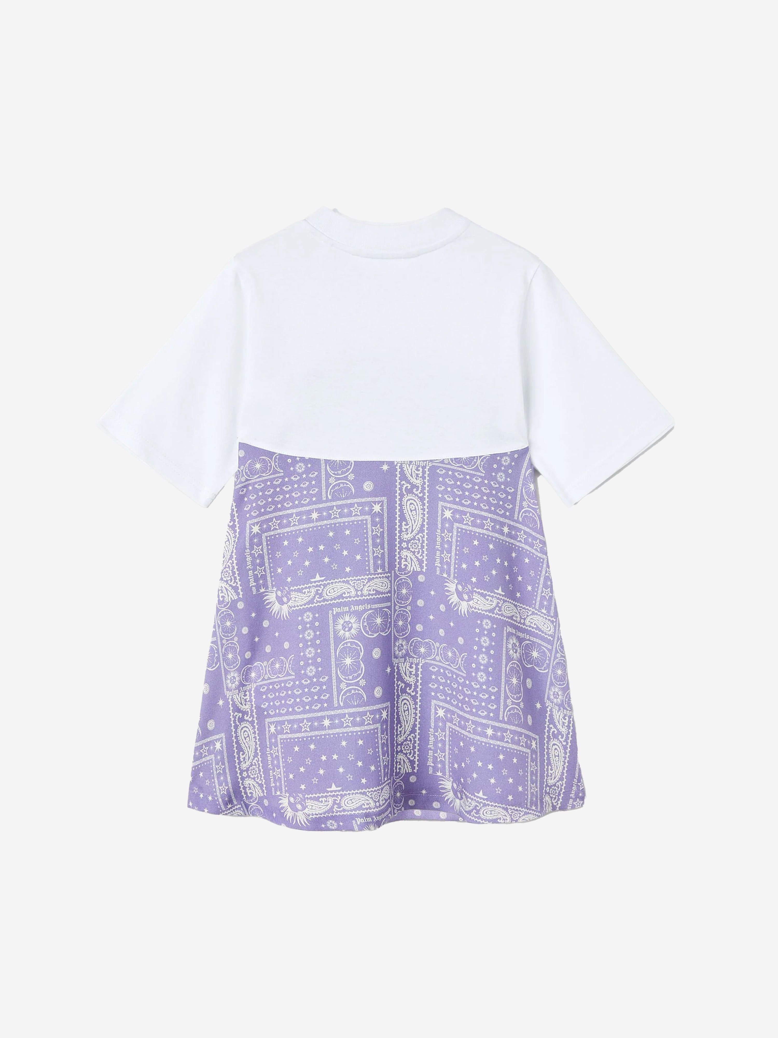 Palm Angels Girls Astro Paisley Dress in Purple