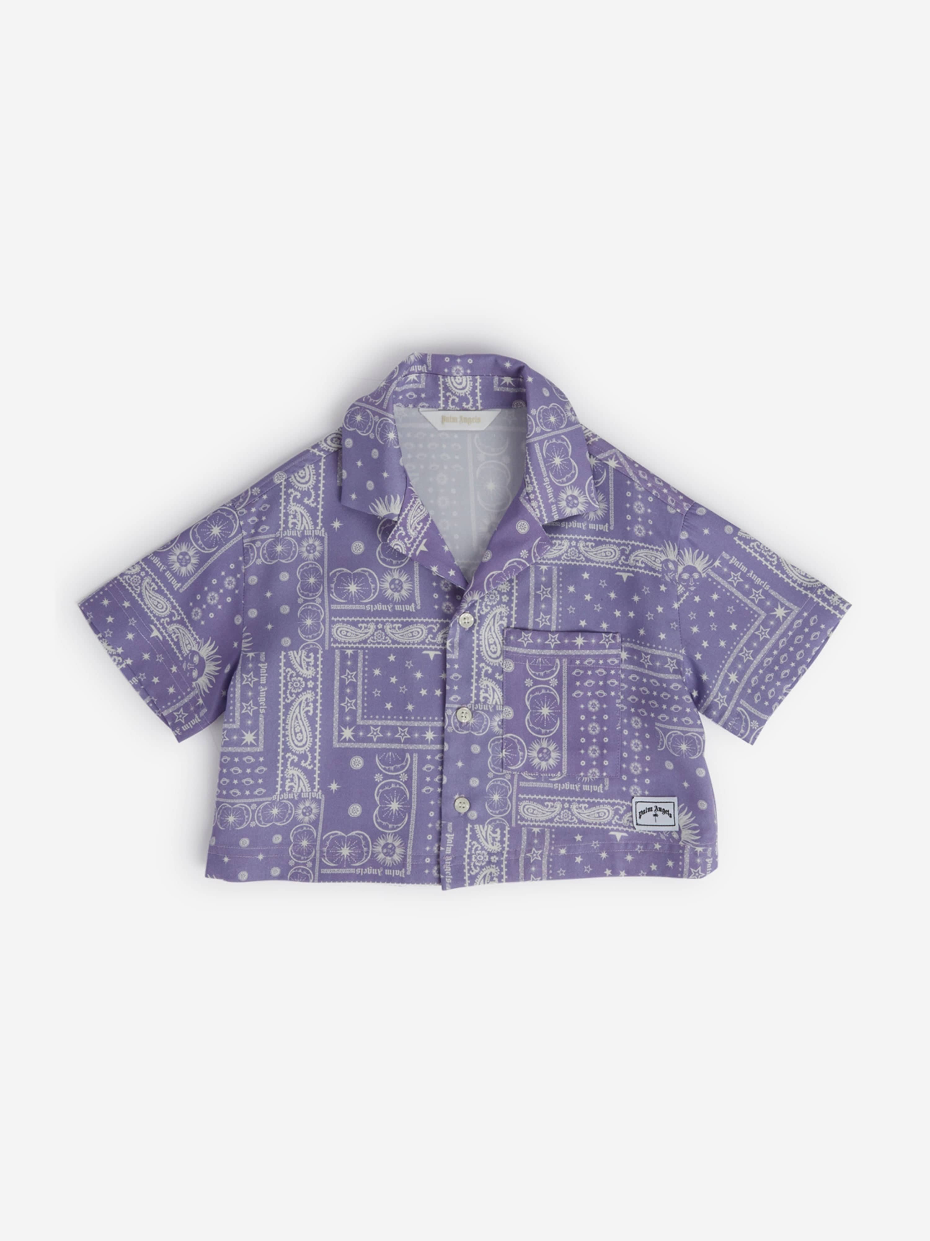 Palm Angels Girls Astro Paisley Print Shirt in Purple