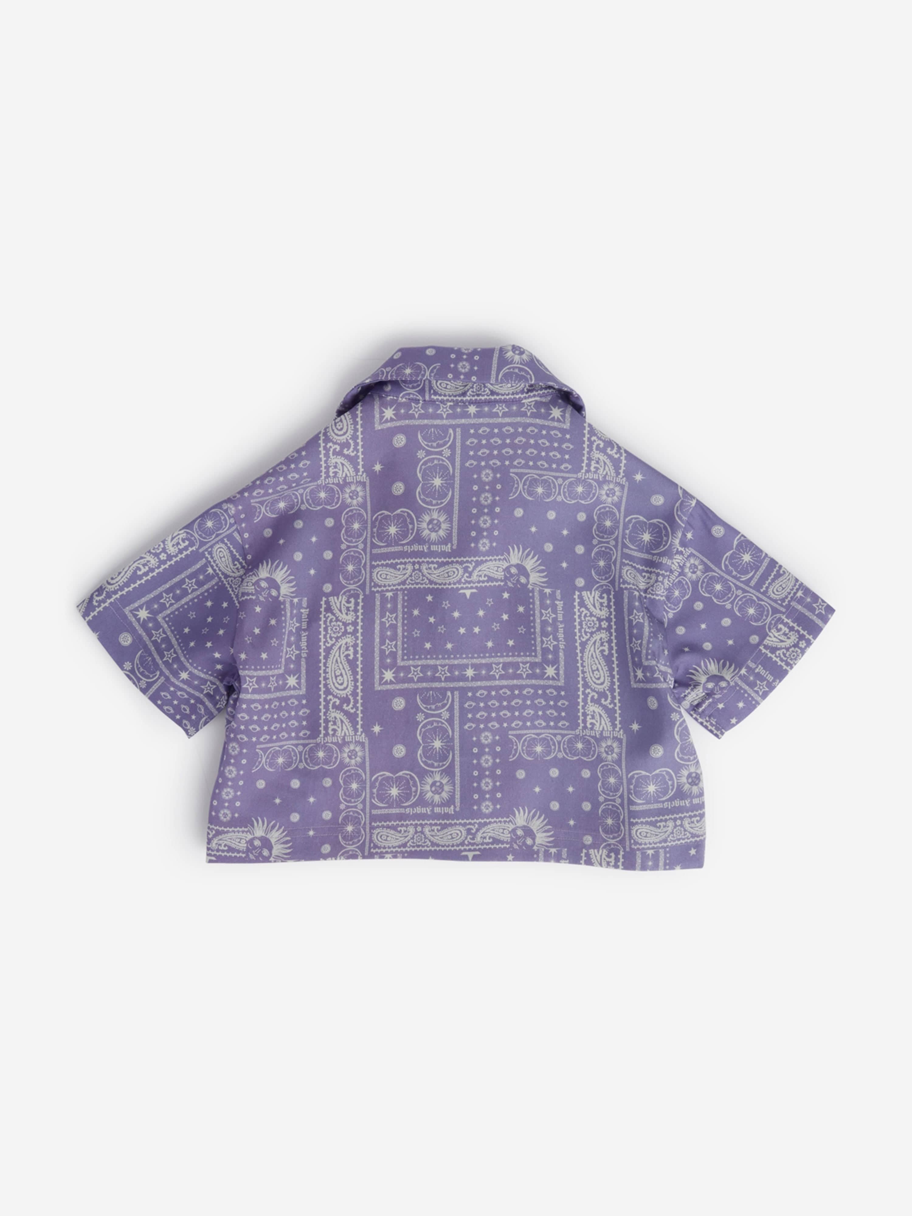 Palm Angels Girls Astro Paisley Print Shirt in Purple