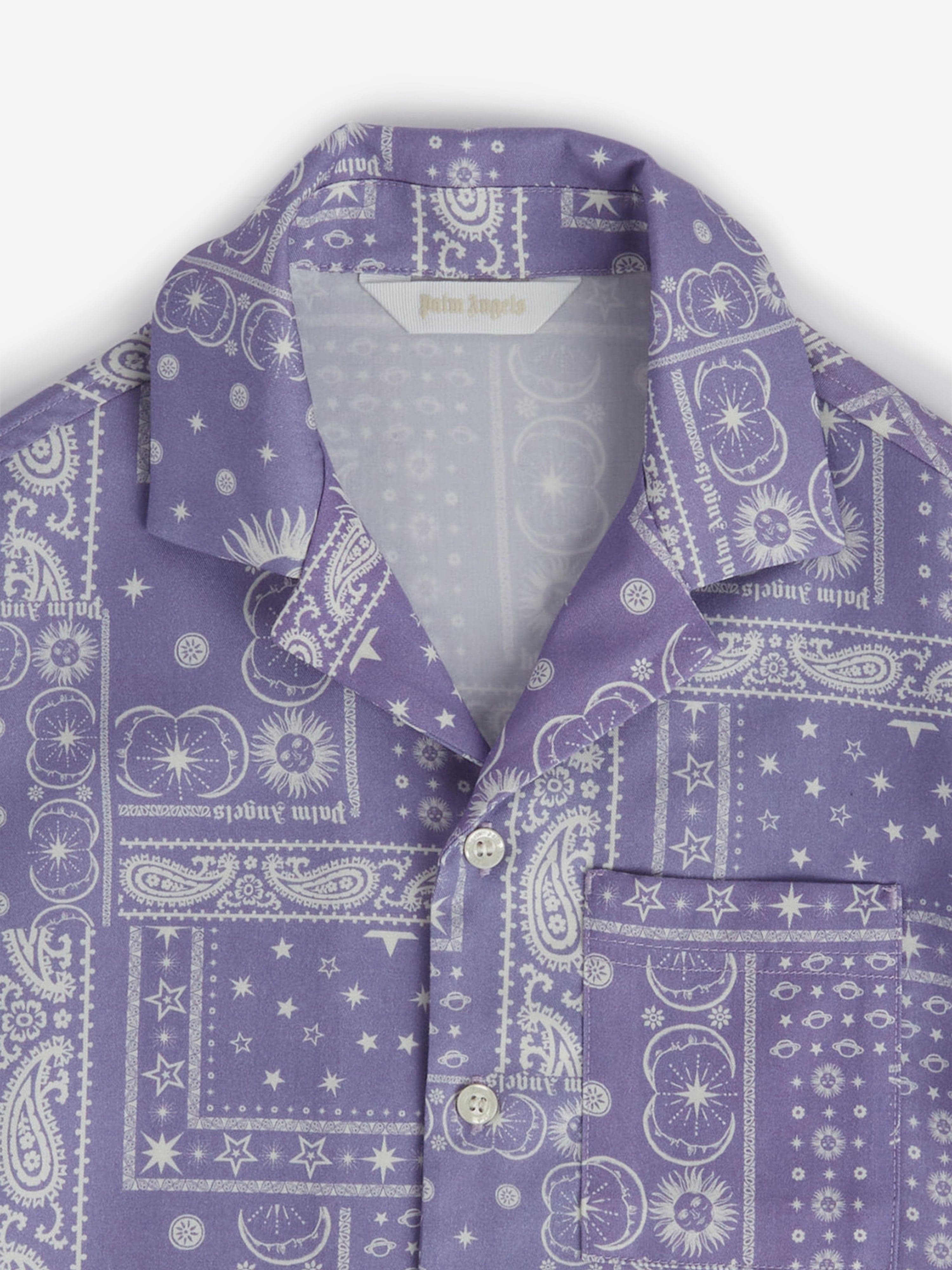 Palm Angels Girls Astro Paisley Print Shirt in Purple