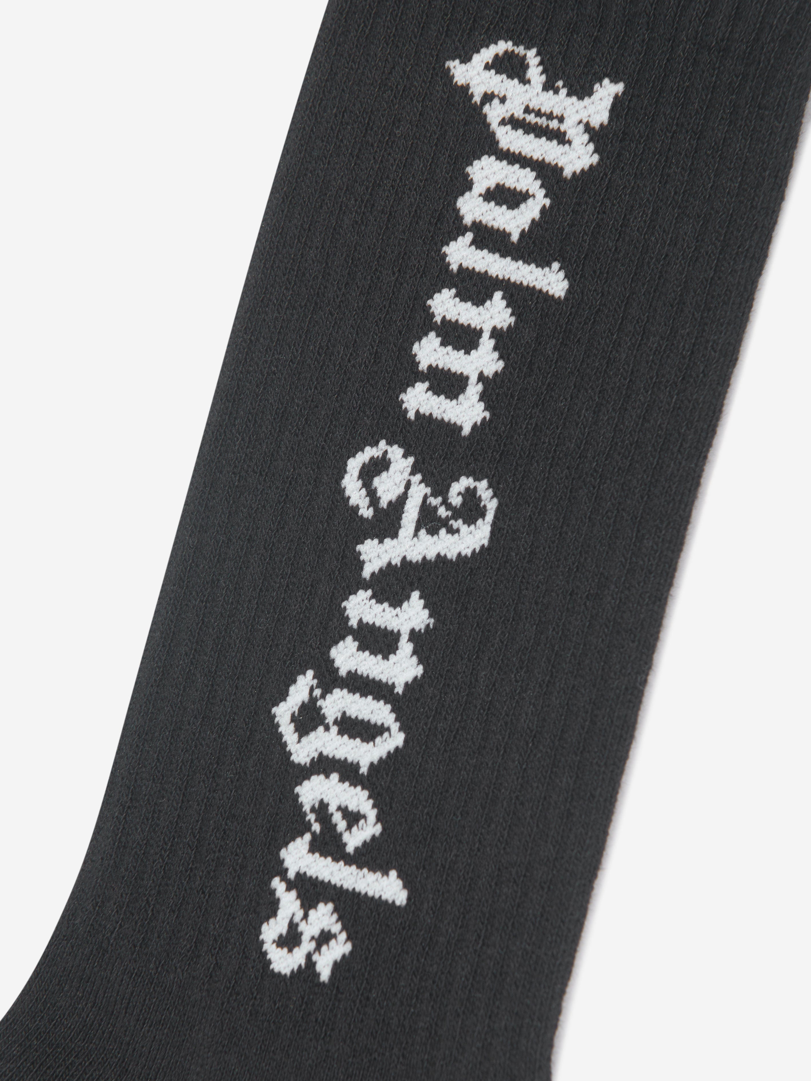 Palm Angels Girls Logo High Socks in Black