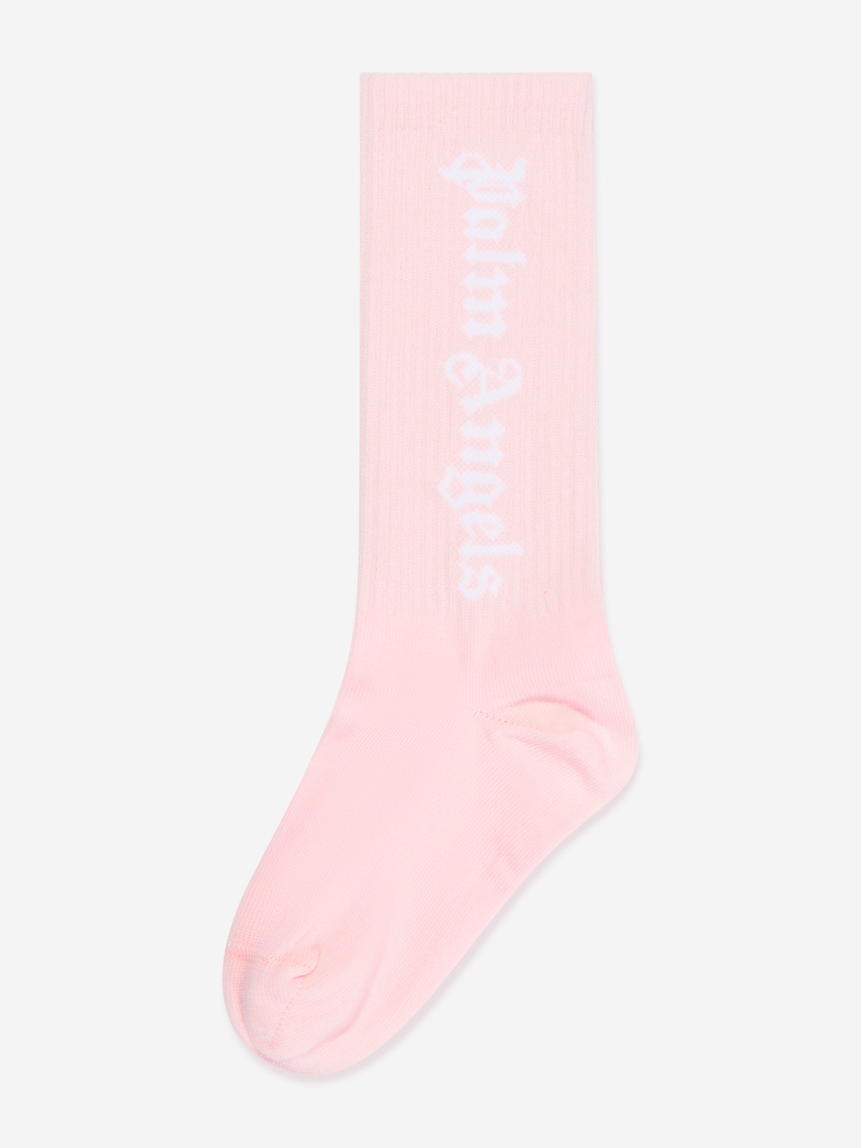 Palm Angels Girls Logo High Socks in Pink