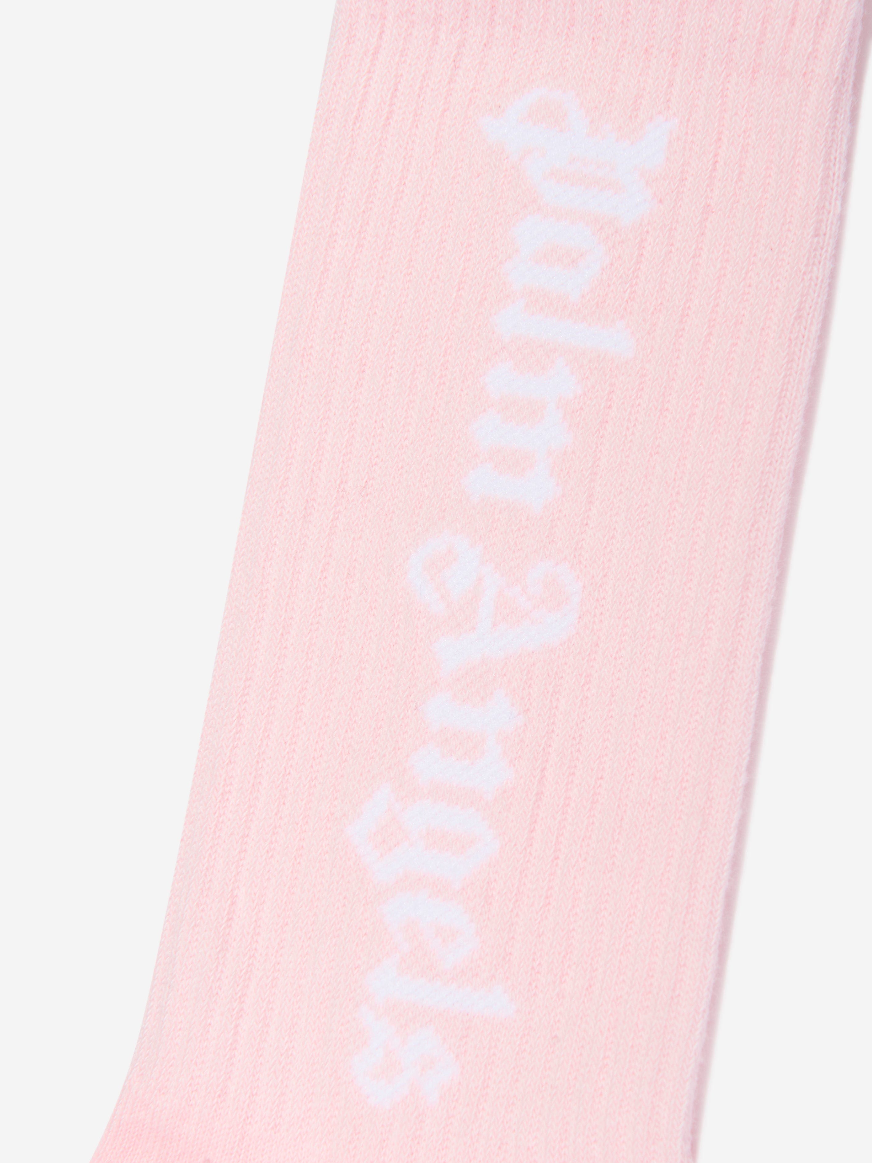 Palm Angels Girls Logo High Socks in Pink