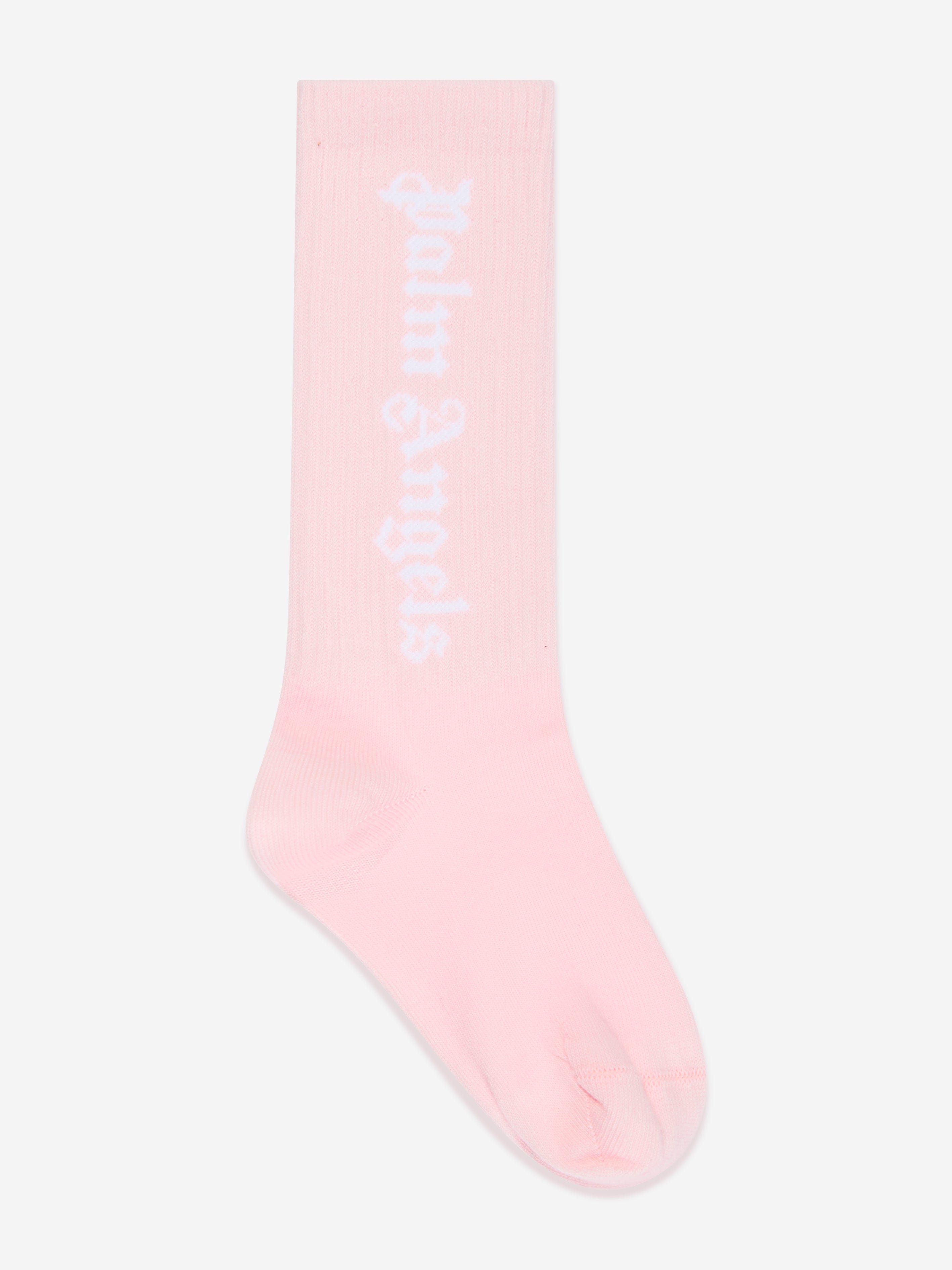 Palm Angels Girls Logo High Socks in Pink