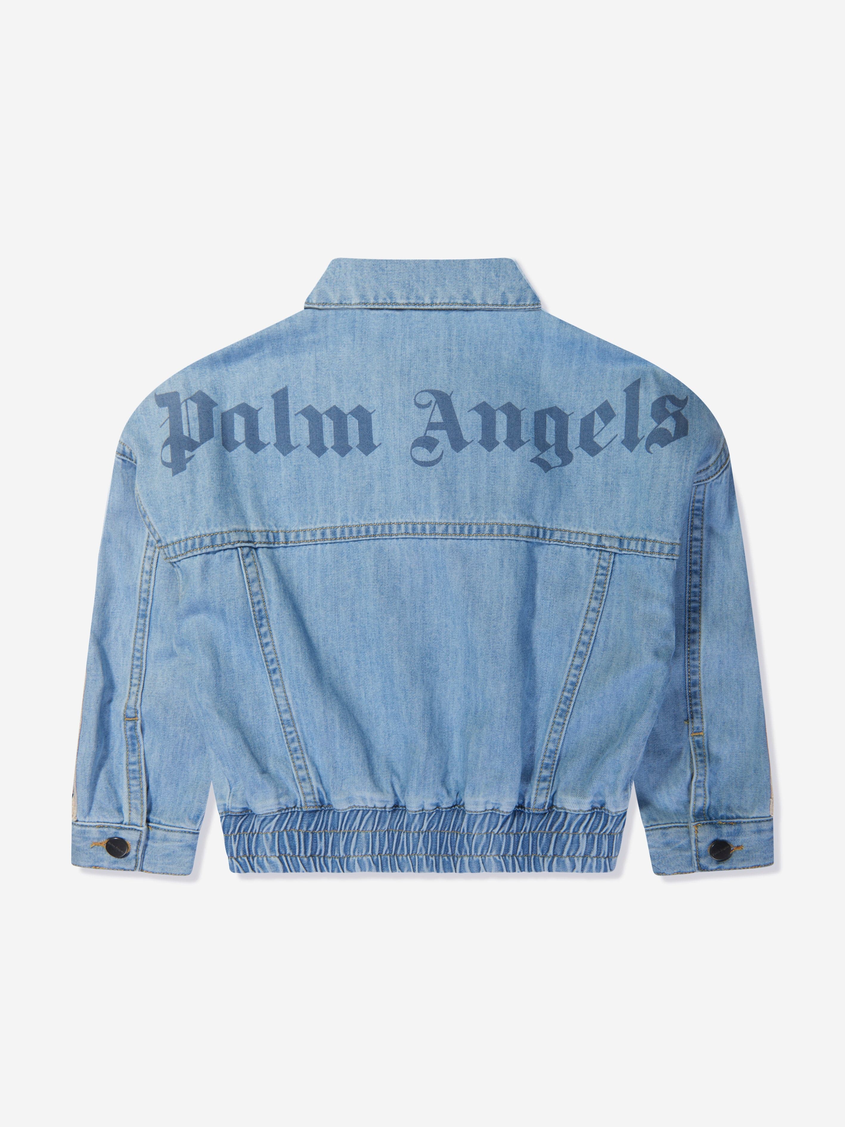 Palm Angels Girls Overlogo Track Chambray Jacket in Blue