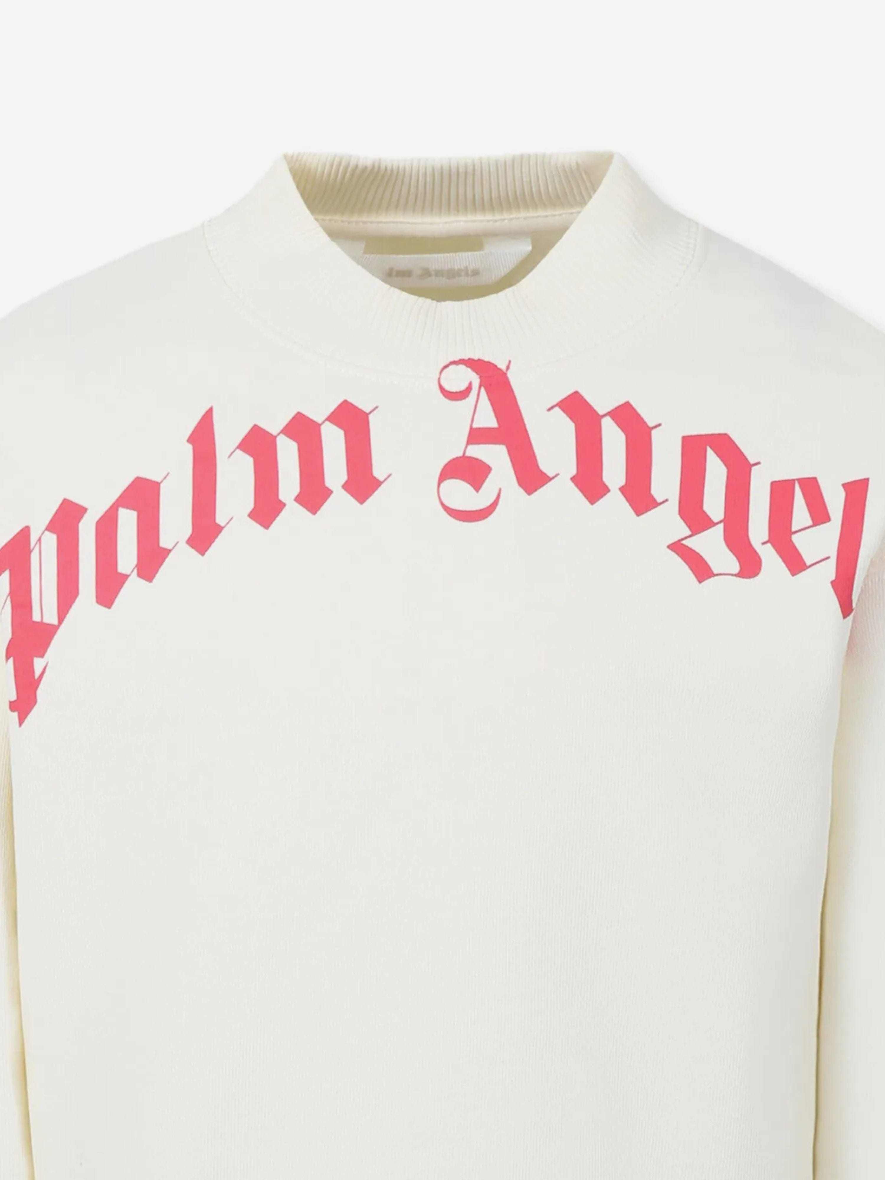 Palm Angels Girls Classic Curved Logo Sweatshirt in Ivory