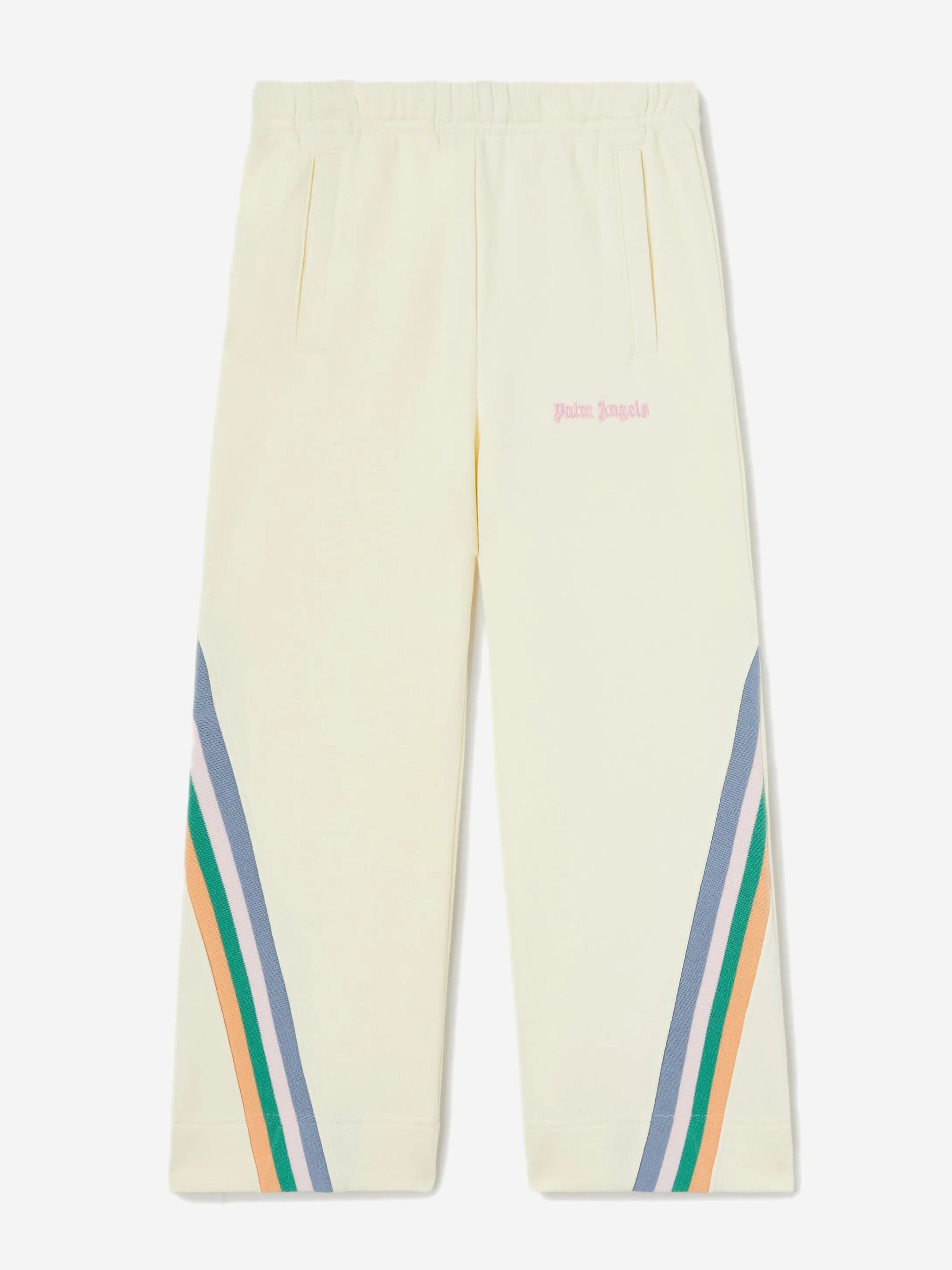 Palm Angels Girls Colourful Track Wide Pants in Ivory