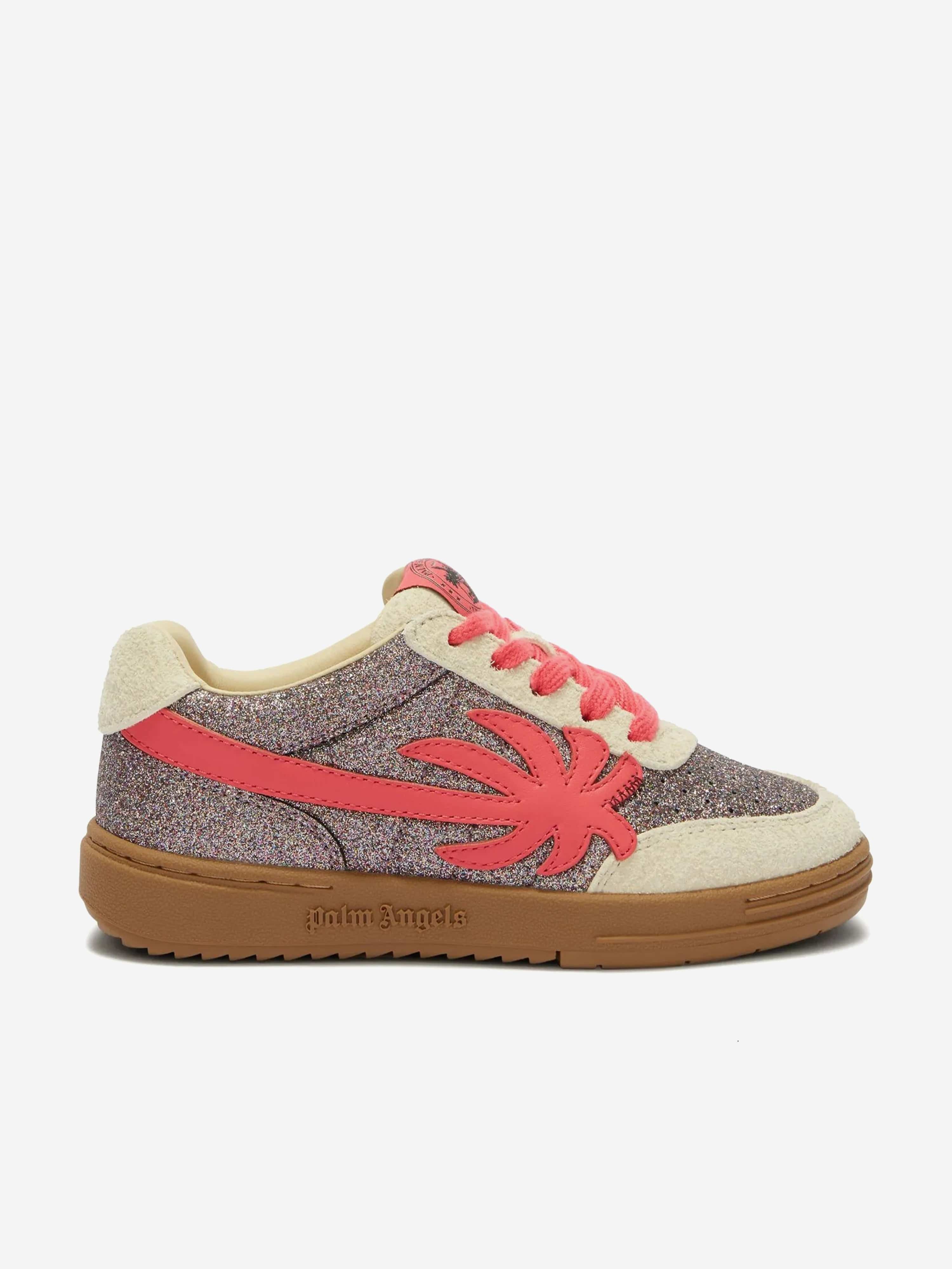 Palm Angels Girls Palm Beach University Glitter Trainers in Silver