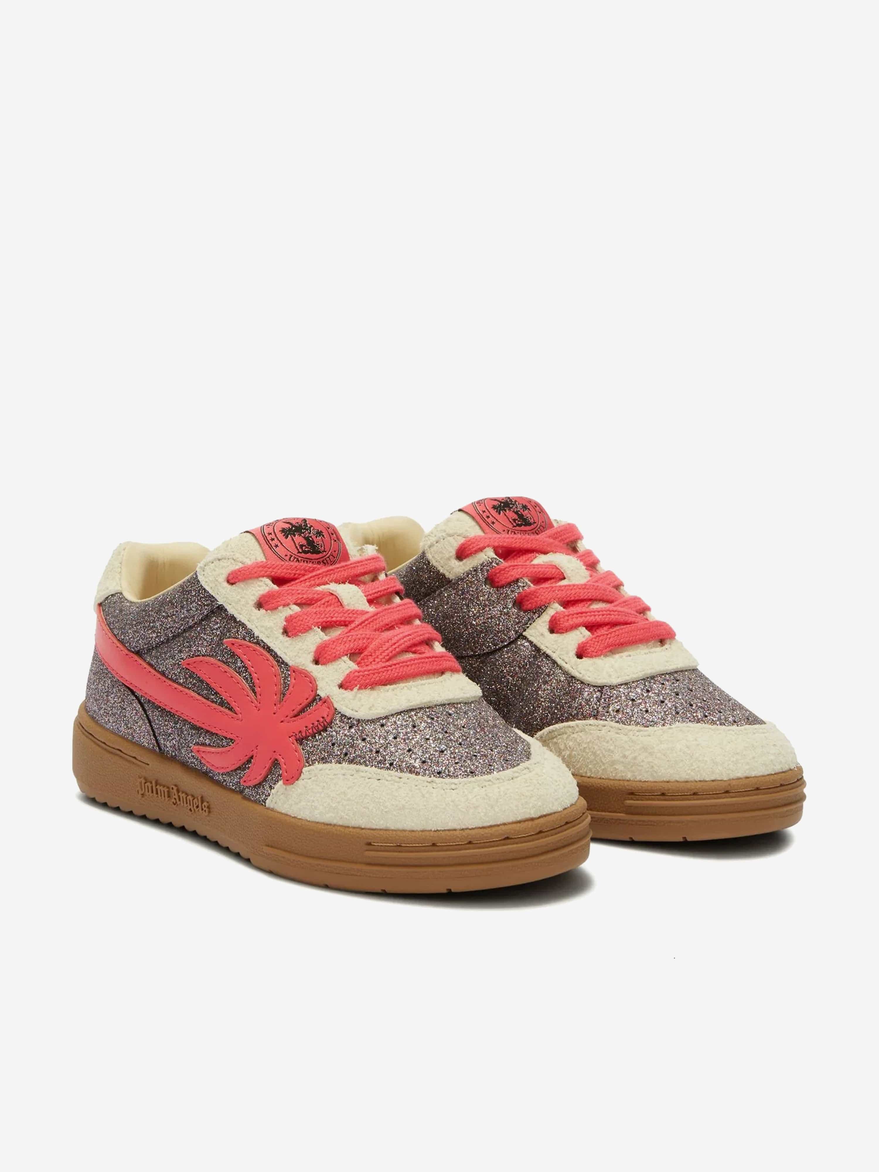 Palm Angels Girls Palm Beach University Glitter Trainers in Silver