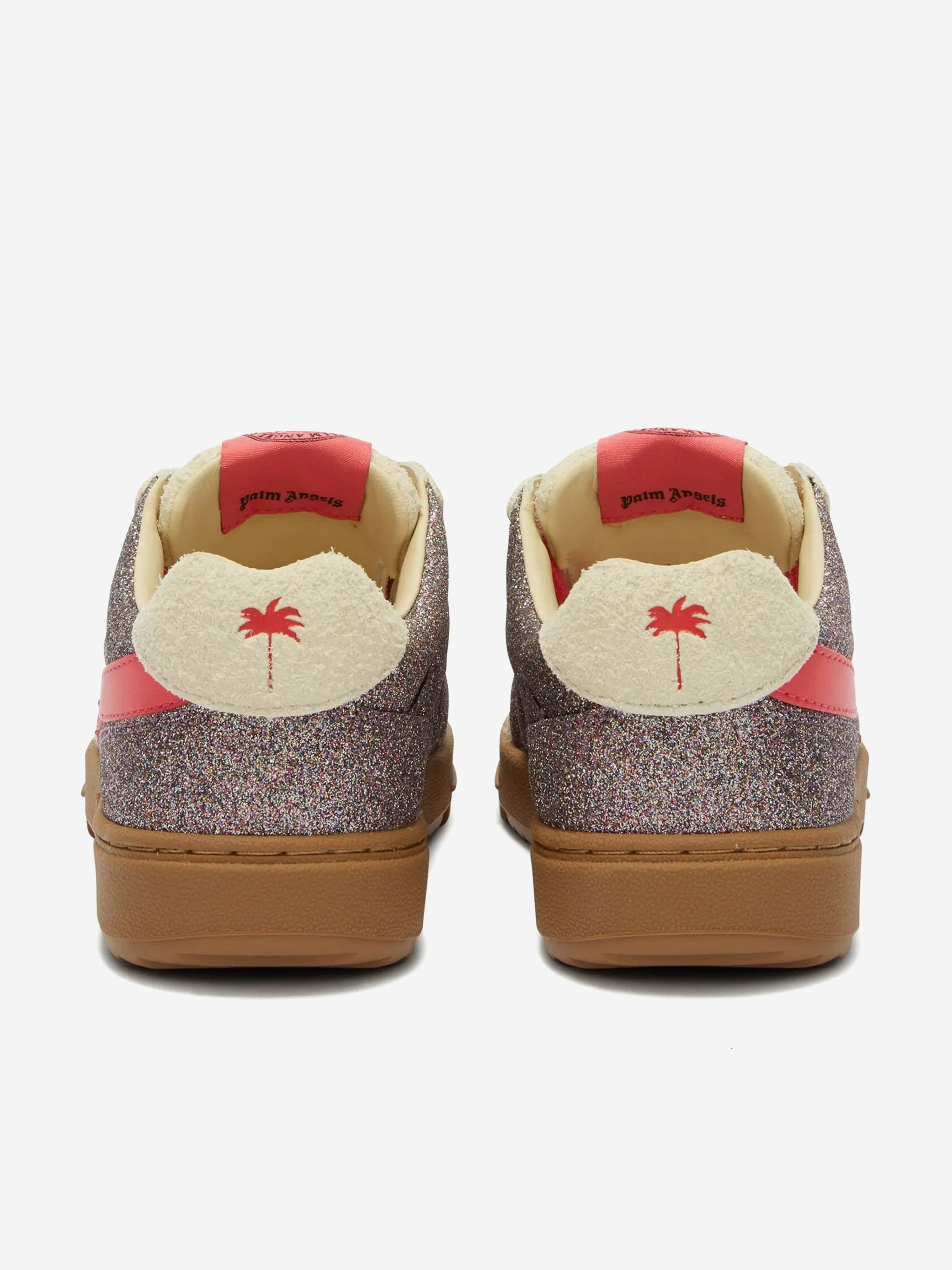 Palm Angels Girls Palm Beach University Glitter Trainers in Silver