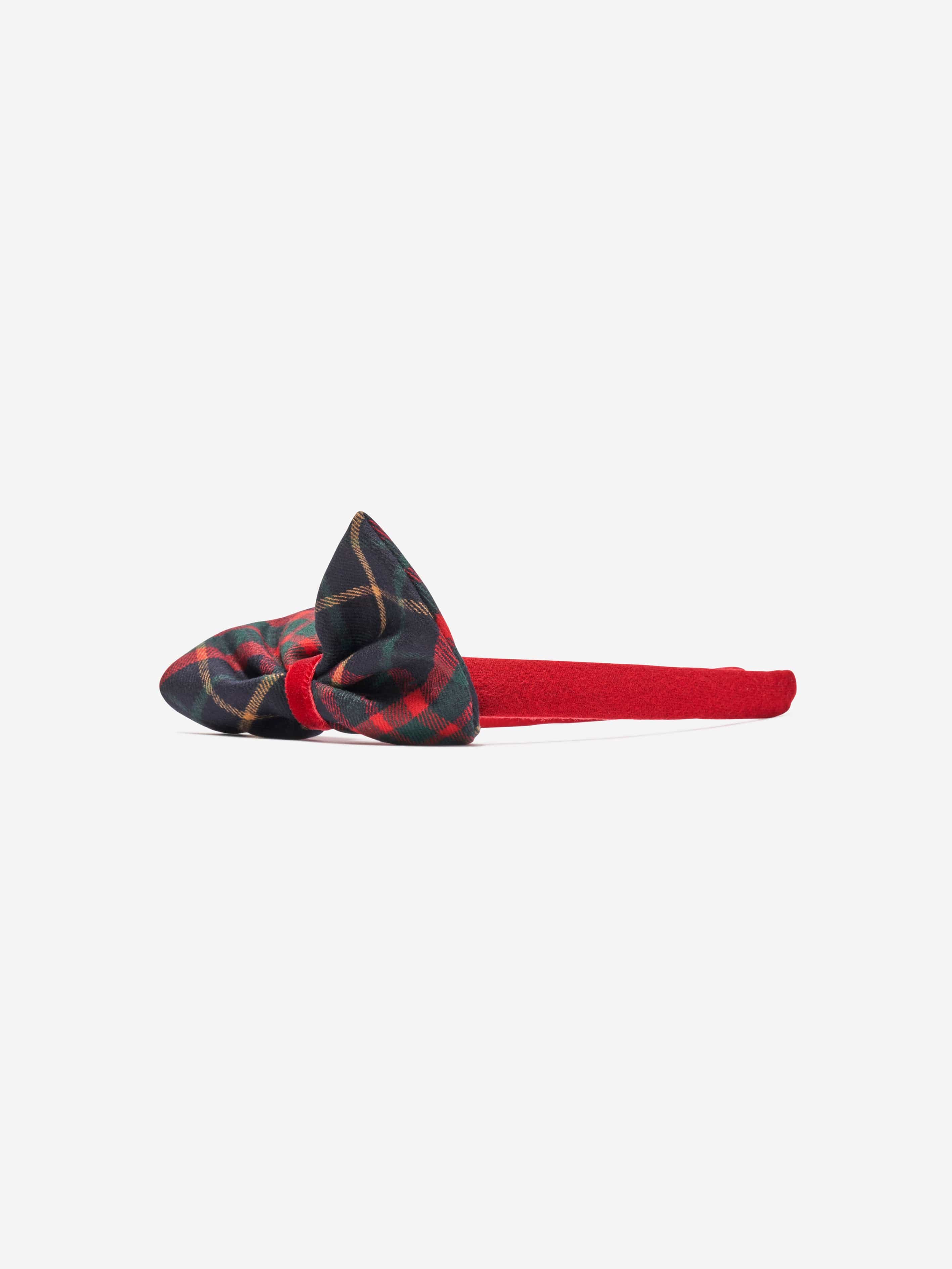 Patachou Girls Tartan Bow Headband in Red