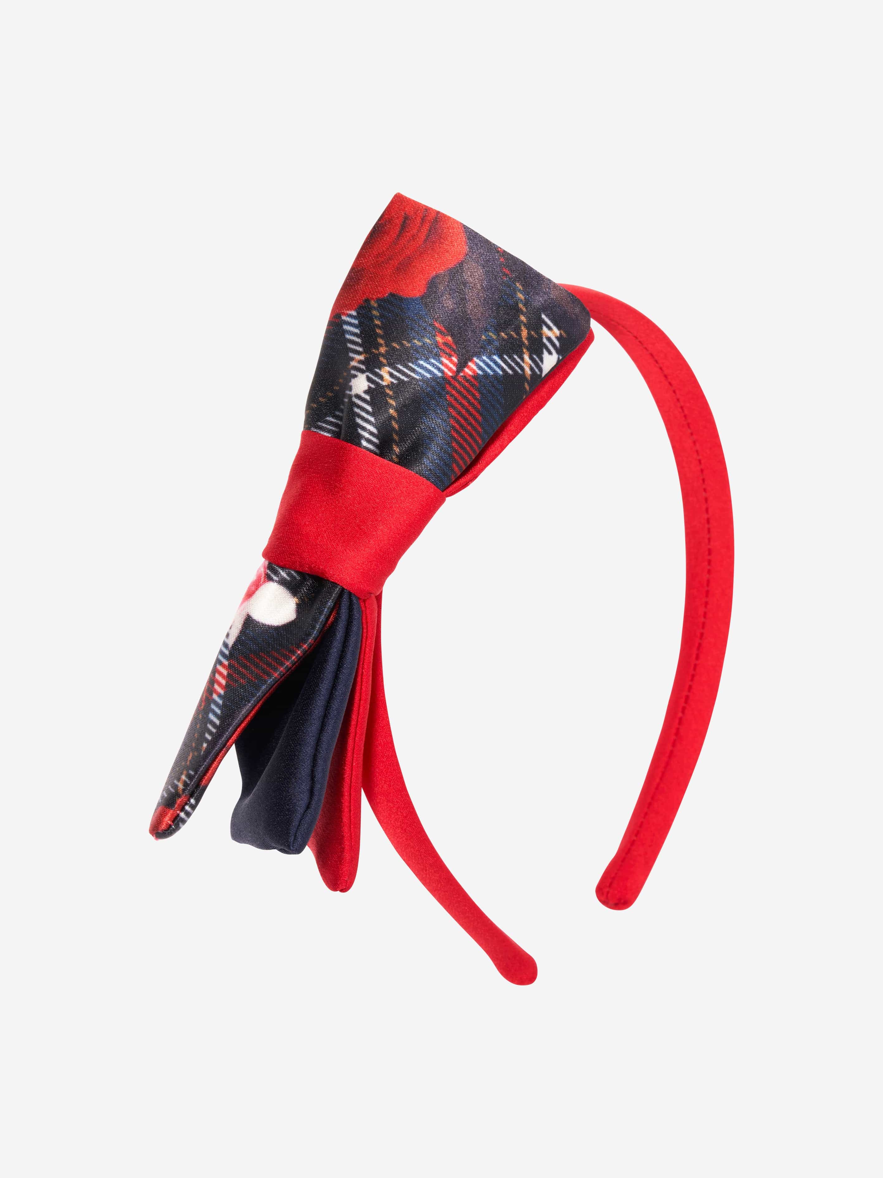 Patachou Girls Tartan Bow Headband in Red