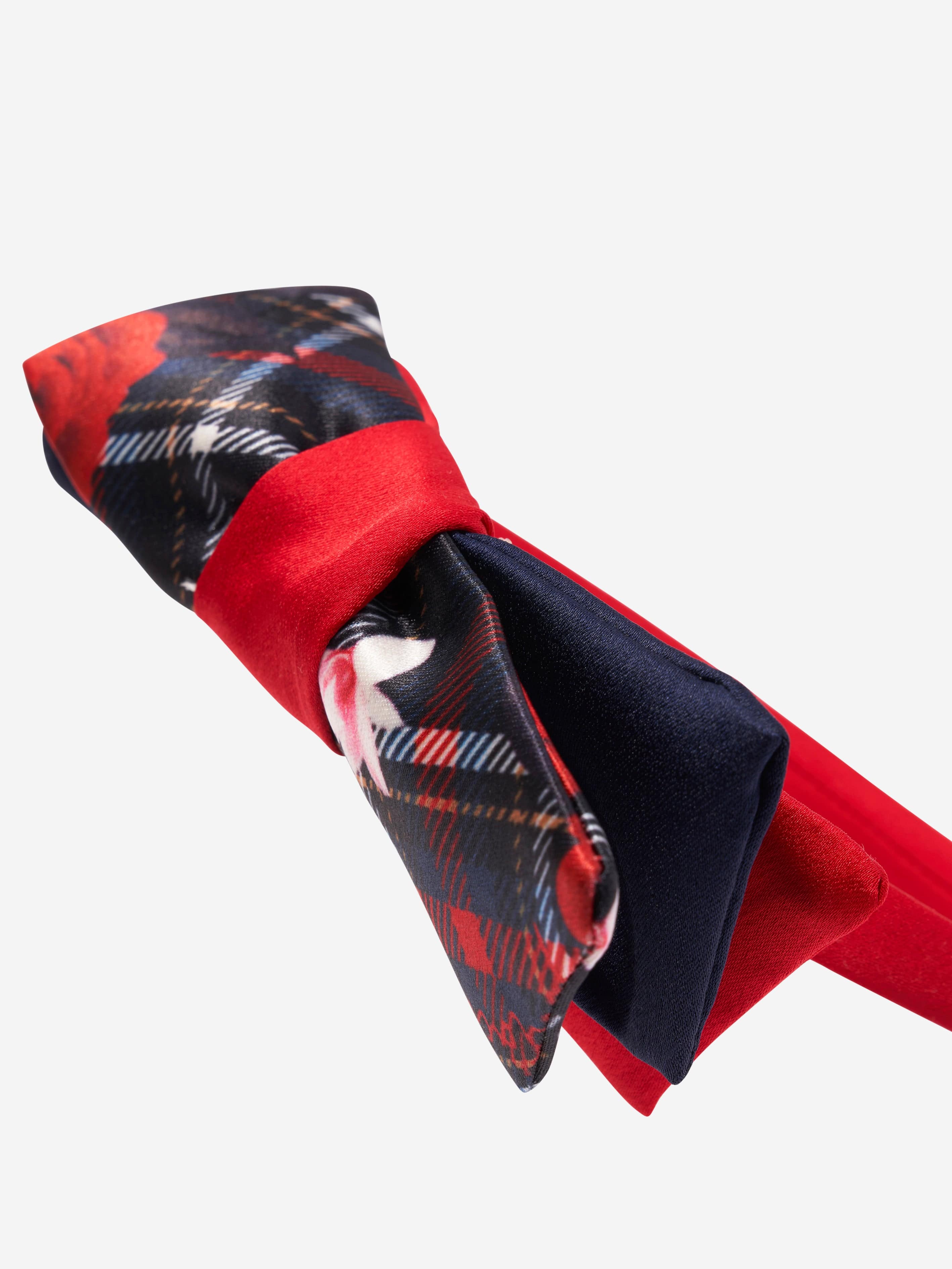 Patachou Girls Tartan Bow Headband in Red